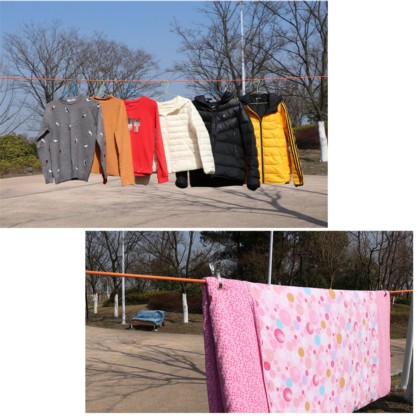 Filo stendibiancheria, diametro 8 mm, per esterni, lunghezza 5 m/10 m/15 m/20 m, corda intrecciata in poliestere resistente, per stendere i vestiti da giardino, bianco, 15 m