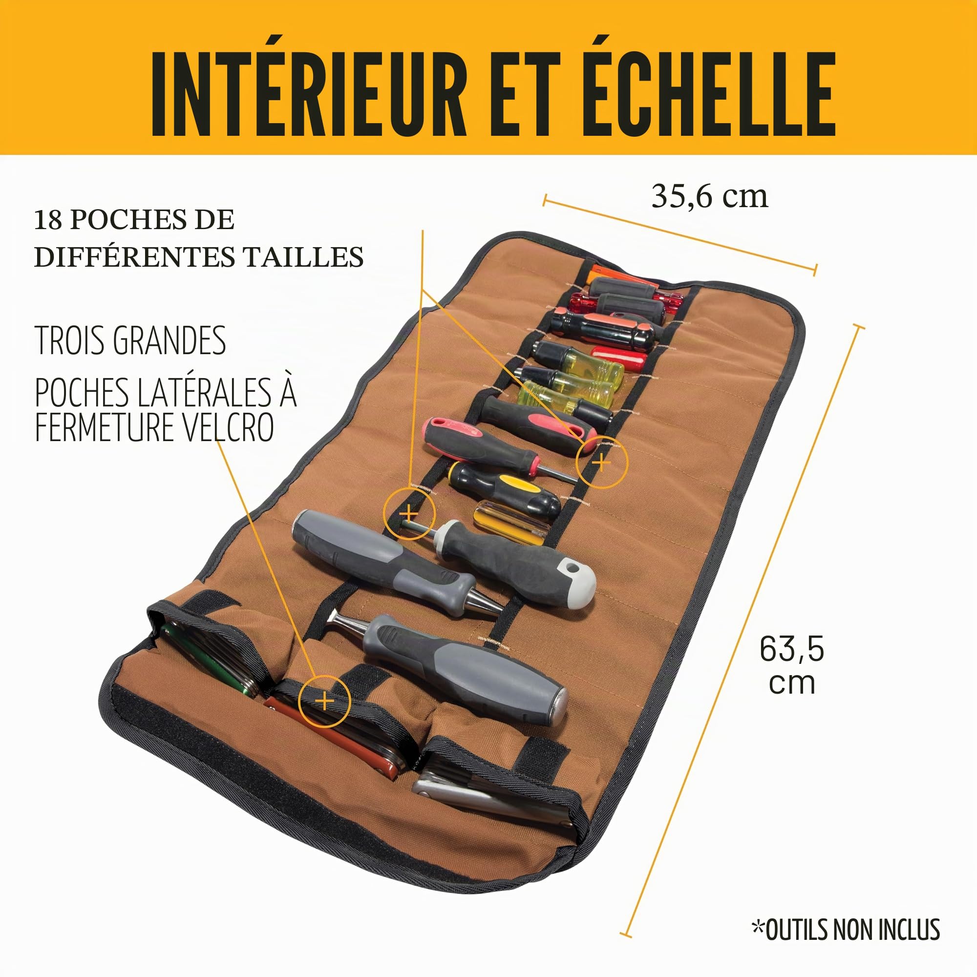 Carhartt Rouleau Utilitaire à 18 Poches, Durable et résistant à l'eau, Rouleau d'outils Essentiels (Noir), Taille Unique, Rouleau Utilitaire 18 Poches