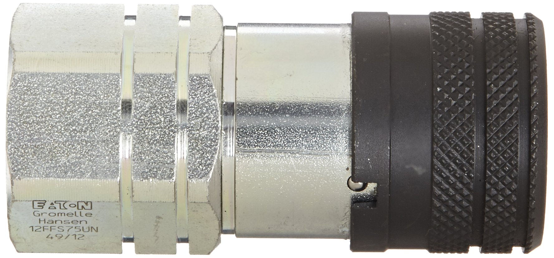 Eaton Hansen 12FFS75UN Steel Hydraulic Quick Coupler, Flat Face, Female, 3/4-16 UNF