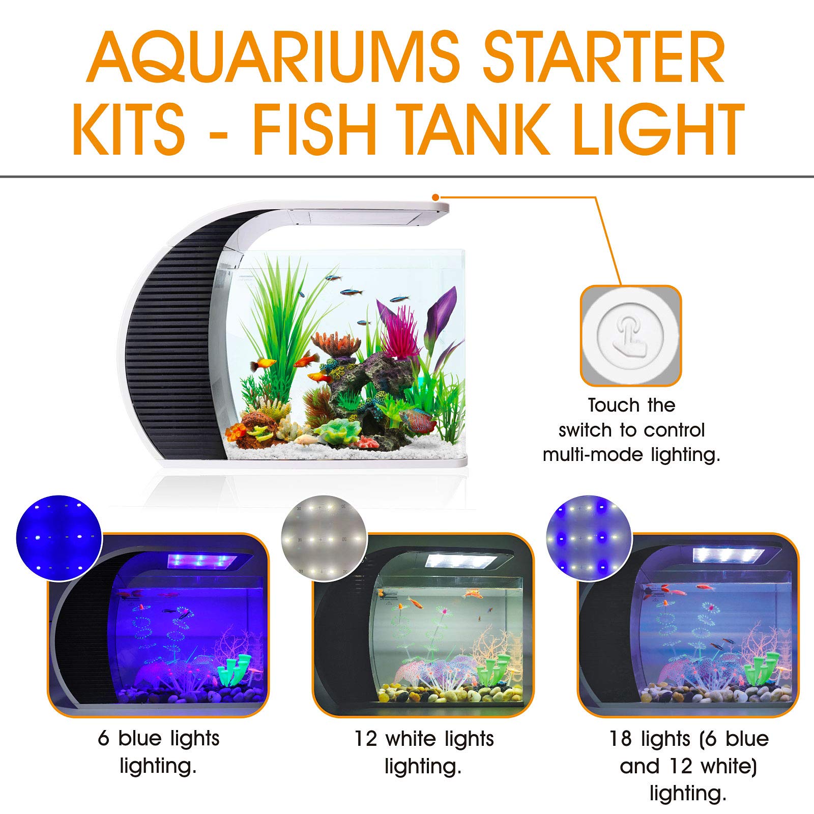 hygger 5 Gallon Fish Aquarium Starter Kits, ArcShaped Aquarium Kit
