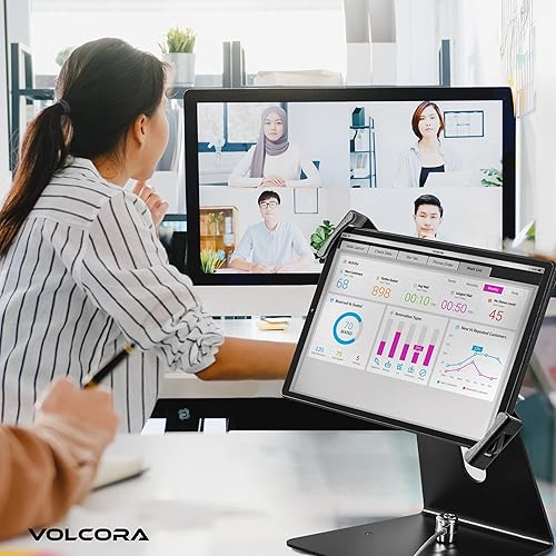 Miniatura 7 de Volcora Soporte antirrobo para tableta iPad quiosco con cerradura, soporte para iPad negro de 10-13 pulgadas para escritorio, giratorio, soporte