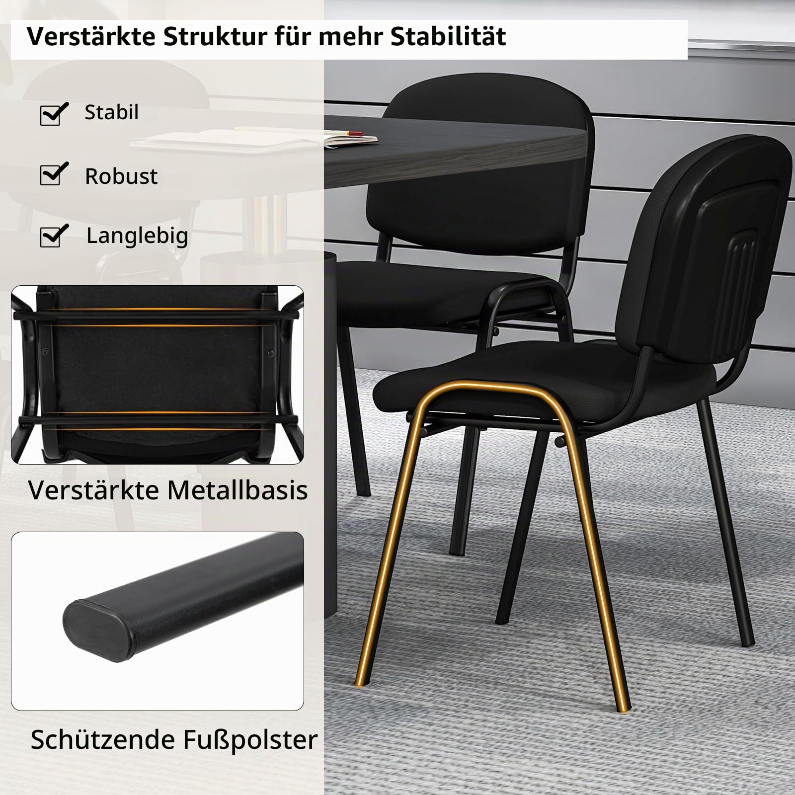 GIANTEX 5er Set Konferenzstühle stapelbar mit gepolsterter Sitzfläche