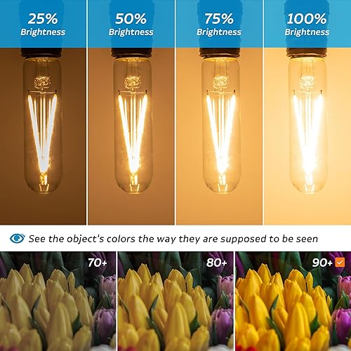 Miniatura 8 de Bombilla LED regulable E26 equivalente a bombillas incandescentes de 40 W, AC120V blanco cálido 2700K 400LM T10T30 bombilla para electrodomésticos