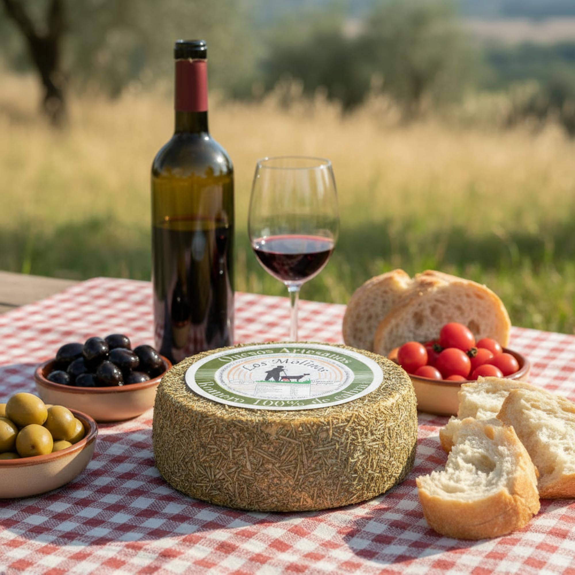 Queso Artesano Romero 100% de Leche de Cabra Entero 500 gr | Queso Gourmet Elaboración Tradicional y Casera con Ganadería Propia | Sabor Único y Natural | Pack Premium Caja de Madera (SIN CAJA)