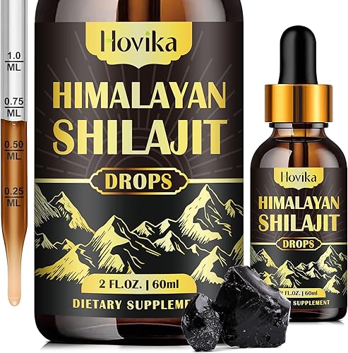 Suplemento de resina Shilajit pura del Himalaya, gotas líquidas Shilajit de 600 mg de Shilajit dorado con ácido fúlvico y más de 85 minerales traza,