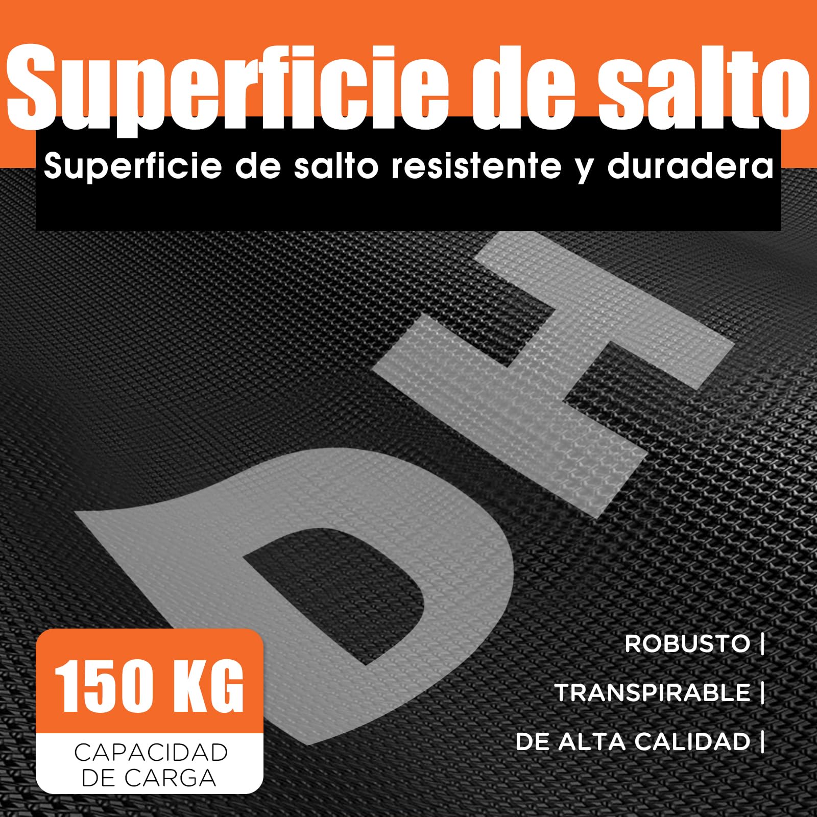 DH FitLife Trampolín de Fitness Plegable para Interior sin Instalación | Ø102 cm (40 Pulgadas) | Capacidad 150 kg | 4 Niveles de Asa Ajustable | Estable para Niños y Adultos