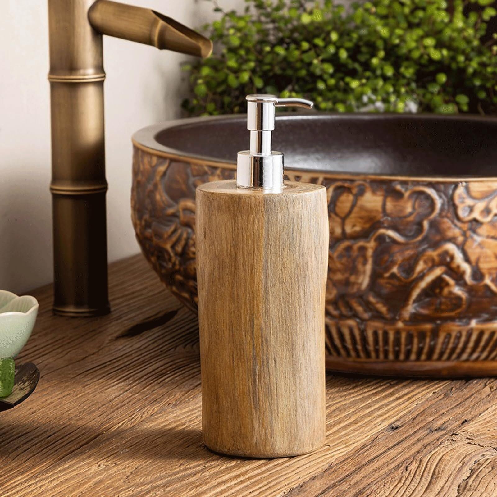 Dispenser di sapone da appoggio Bagno in legno fatto a mano Elegante bagno in ideale for la decorazione del piano di lavoro Nuova casa Complementi d'arredo e accessori(#2)