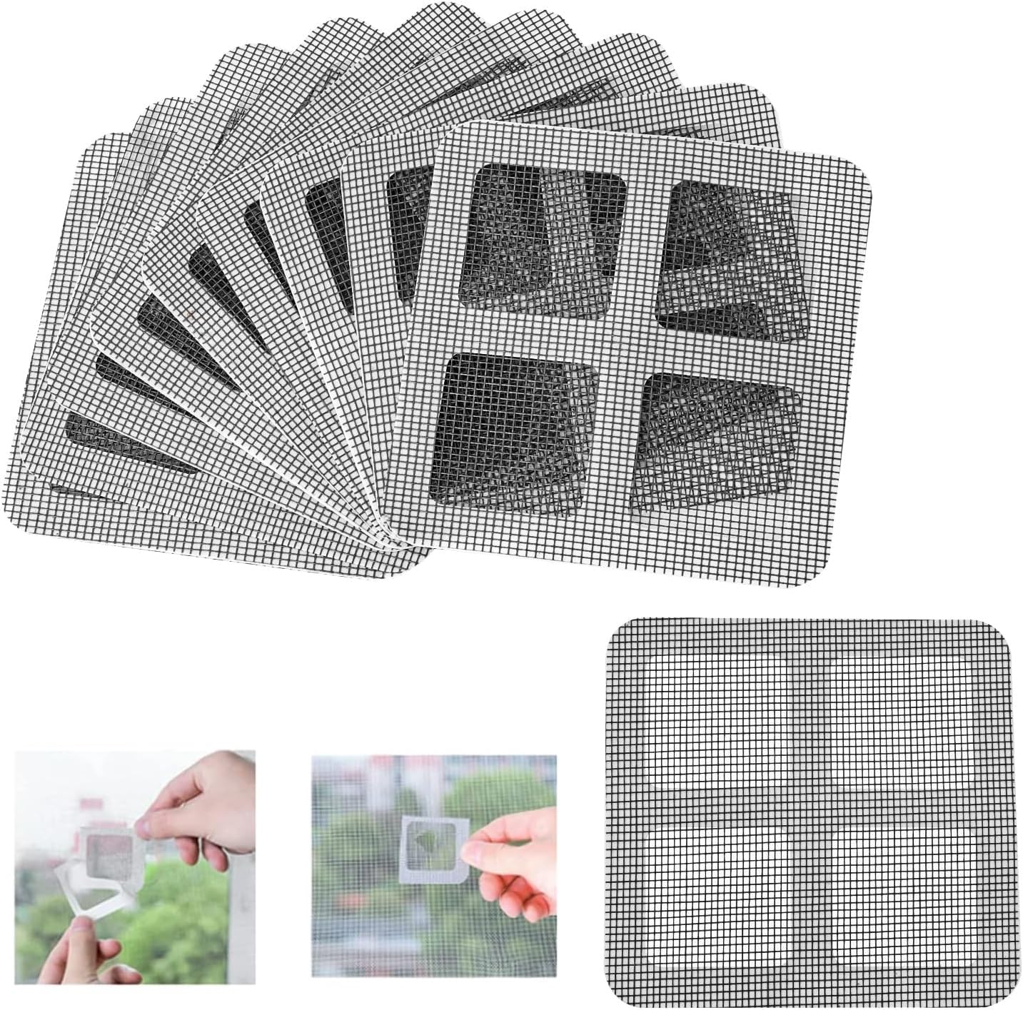 COOFANDY Window Screen Repair Patches, 10 pcs Door Window Screen Repair Stickers Mesh Repair for Repair Holes Self-Adhesive Screen Net Anti-Mosquito