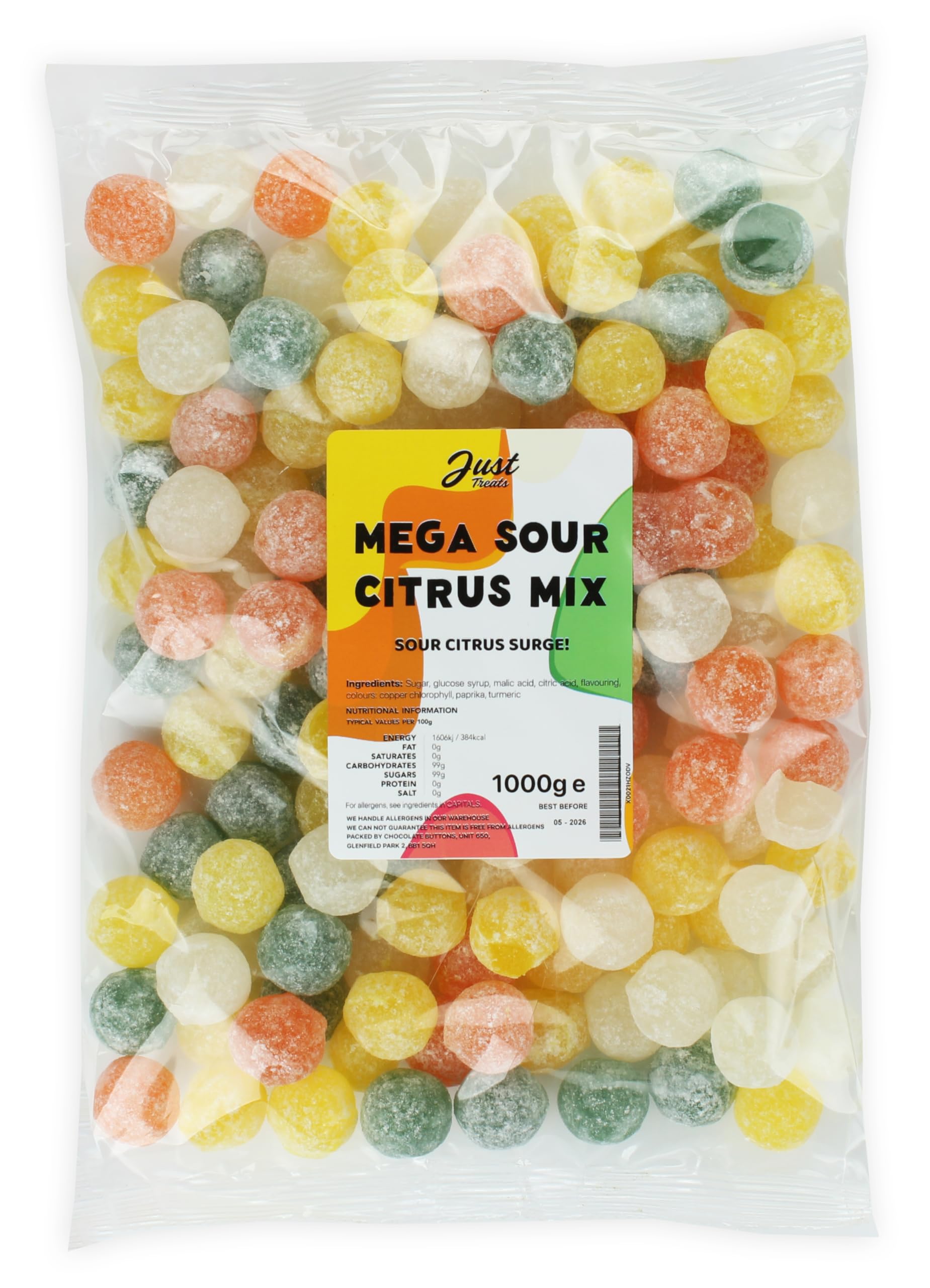 Just Treats Mega Sour Citrus Mix 1kg Party Bag