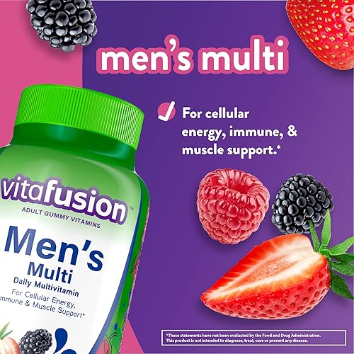 Miniatura 3 de vitafusion Vitaminas gominosas para adultos para hombres (sabor a baya) + vitaminas Vitafusion extra fuertes con vitamina B12 (sabor a cereza)