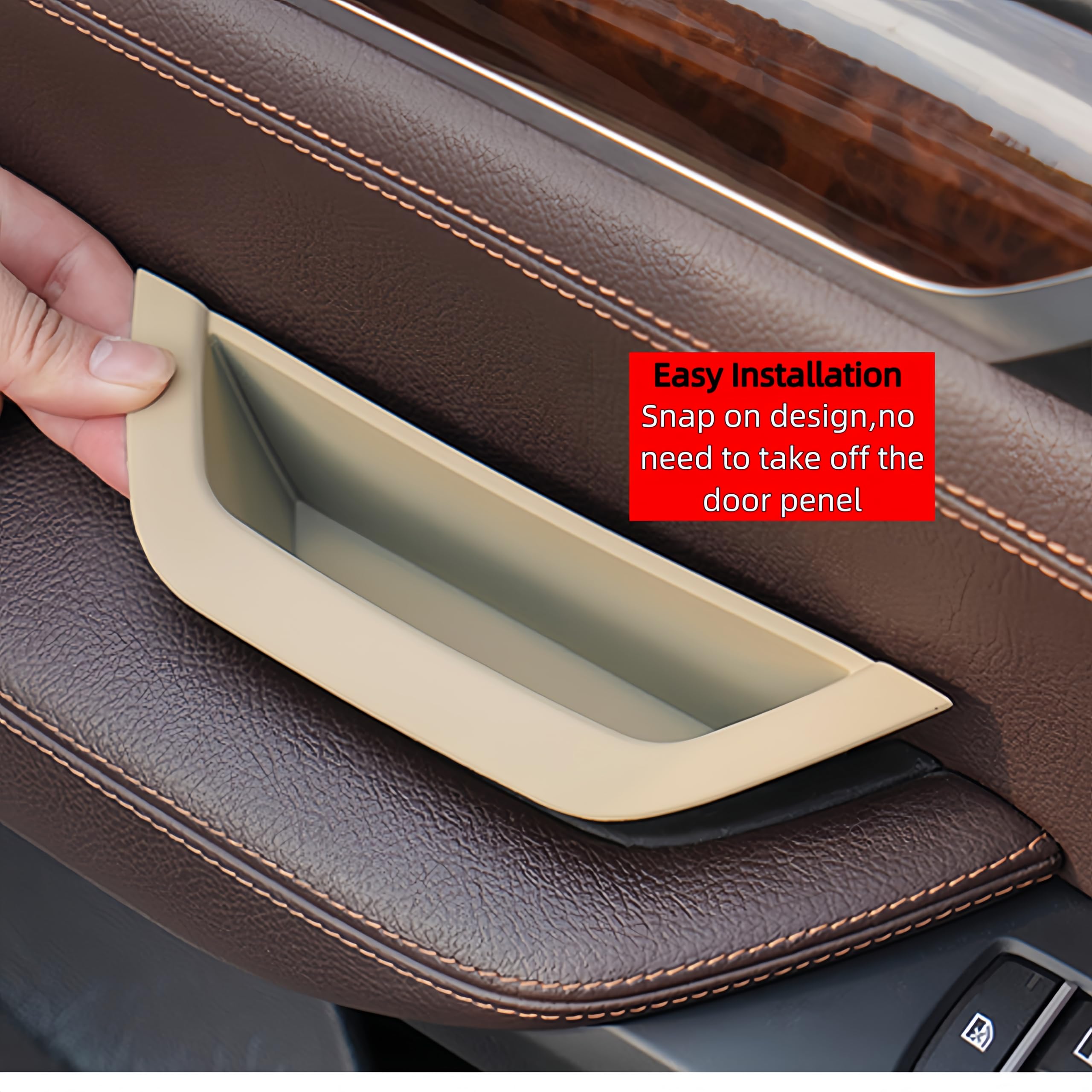 POETRYXIAO Poignée de porte intérieure, boîte de rangement pour porte avant gauche, compatible avec x3 F25 2010-2016, X4 F26 2014-2017 (beige)