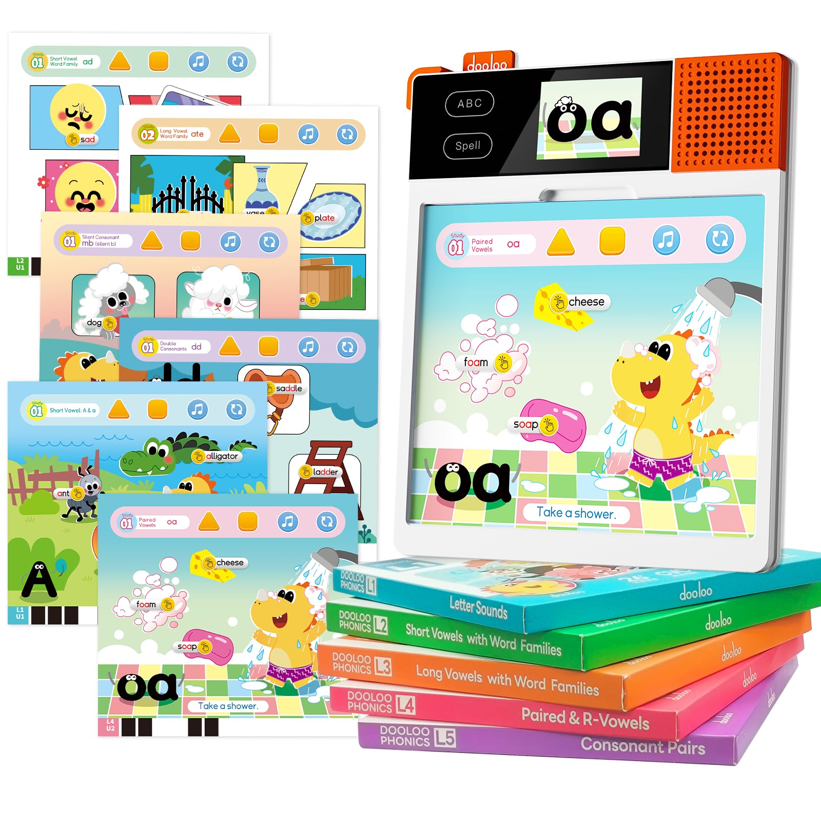 Learn to Read & Spell Phonics Pad, Interactive Electronic Learning Pad with 242 Sound Pages Card , Fun Learning Activities for Kids 3-10 Years Old