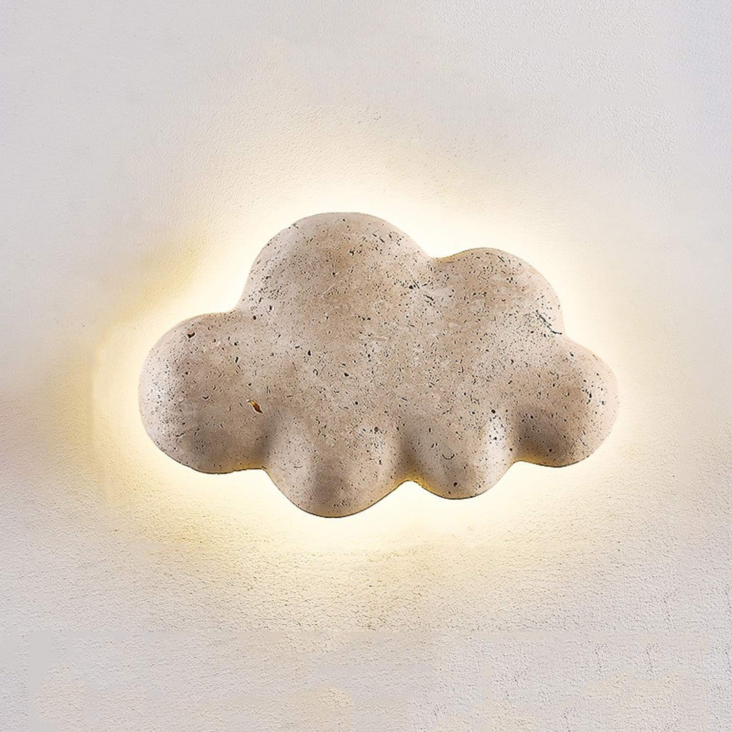 USMJQVZ Natural 9W LED Travertine Wall Sconces 10.6" Hardwired Creative Cloud Stone Lights Modern LED/3000K Decor Wabi Sabi Yellow Sconce Bedroom Hallway