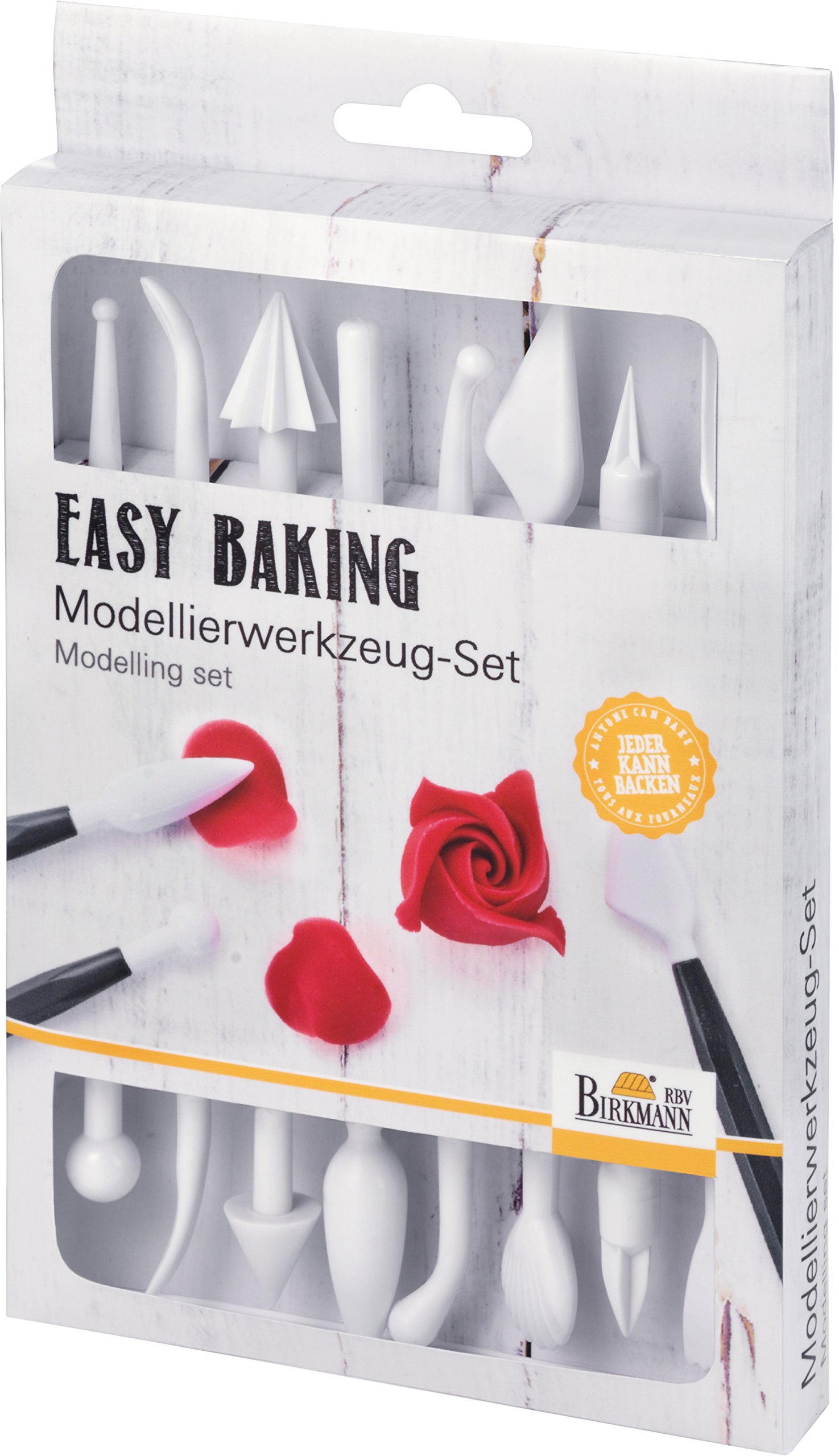 RBV Birkmann, 443556, Easy Baking, 8-częściowy zestaw narzędzi do modelowania, tworzywo sztuczne, kolor biały, 14,5 cm do 16,5 cm