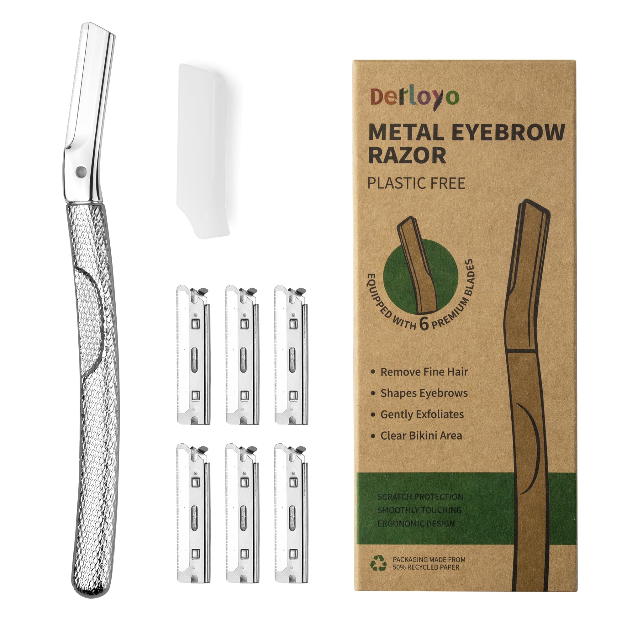 Herramienta Dermaplaning para cara, maquinilla de afeitar de cejas, modelado de cejas, recortadora de pelo de cejas y afeitadora con cubierta protectora, removedor de vello facial para