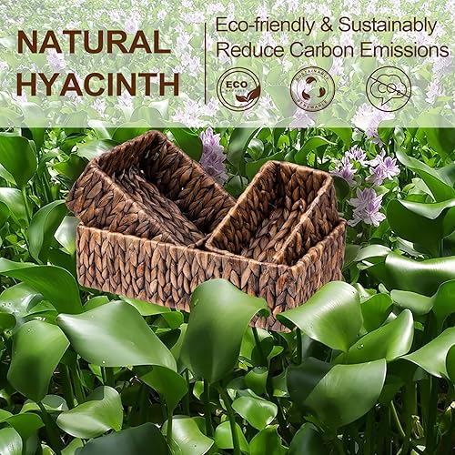 Miniatura 7 de FairyHaus Cestas de mimbre para organizar 3 unidades, juego de cestas de almacenamiento de mimbre grandes y pequeñas, cestas tejidas a mano para