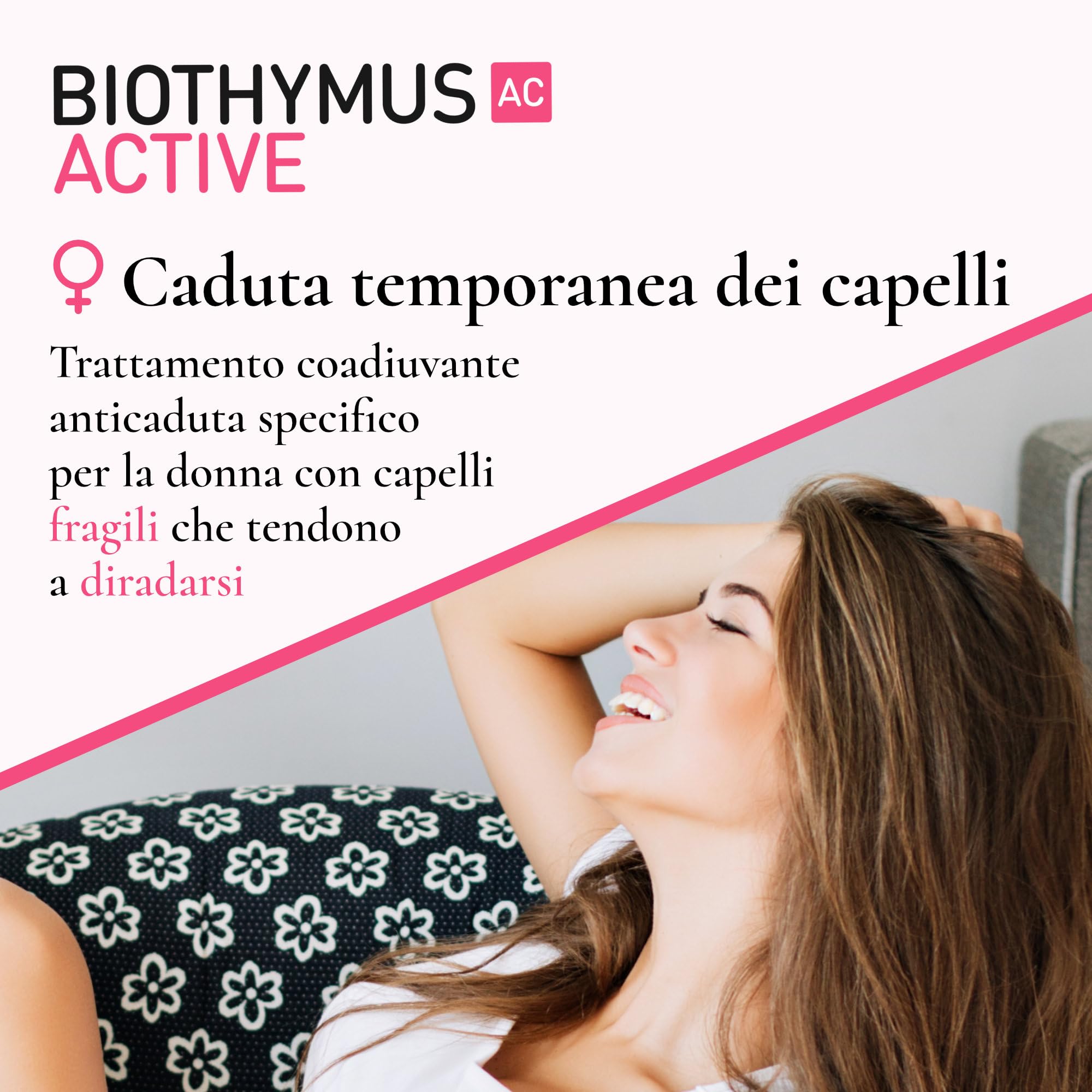 Biothymus Active Donna, Lozione Anticaduta Capelli Donna, Trattamento Attivo, per Capelli Fragili, Confezione da 100 ml