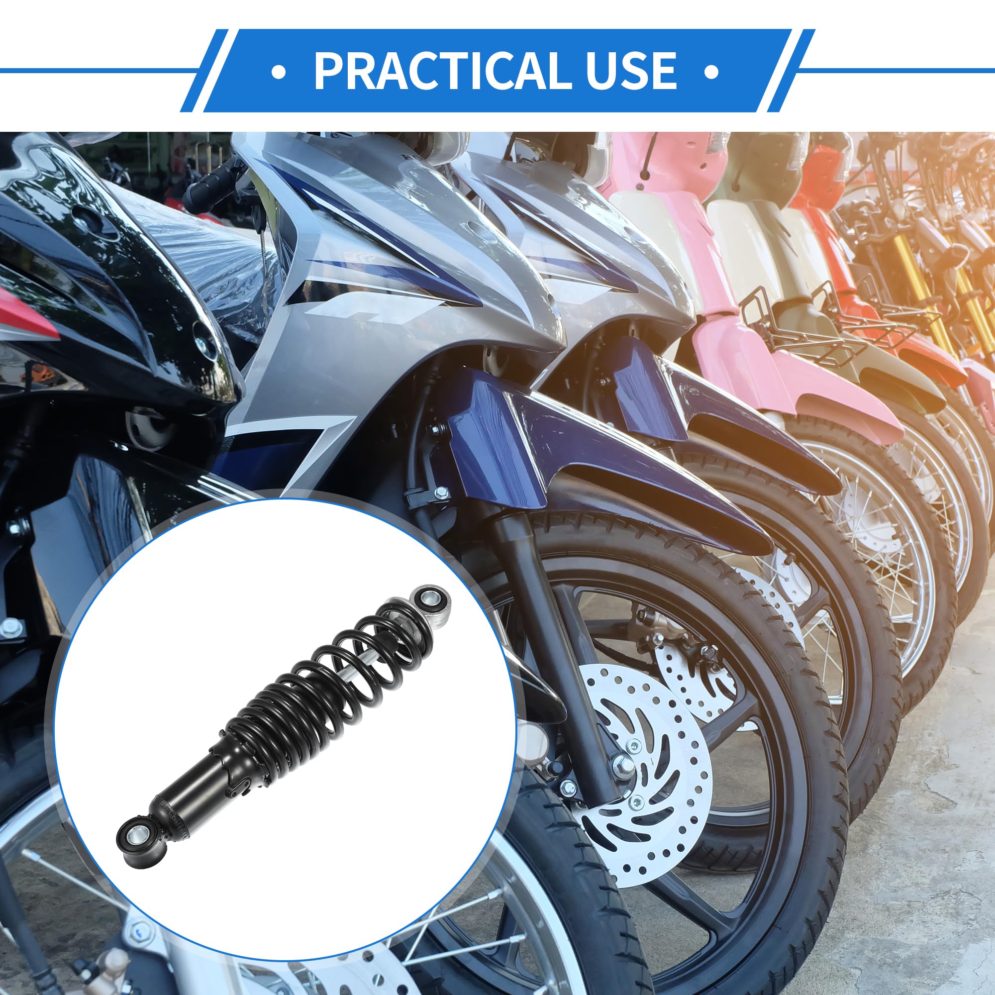 1 Coppia Ammortizzatori Posteriori per Moto, Ammortizzatori Posteriori ad Aria da 280mm Universali per Moto in Acciaio Resistente Nero Destro Sinistro