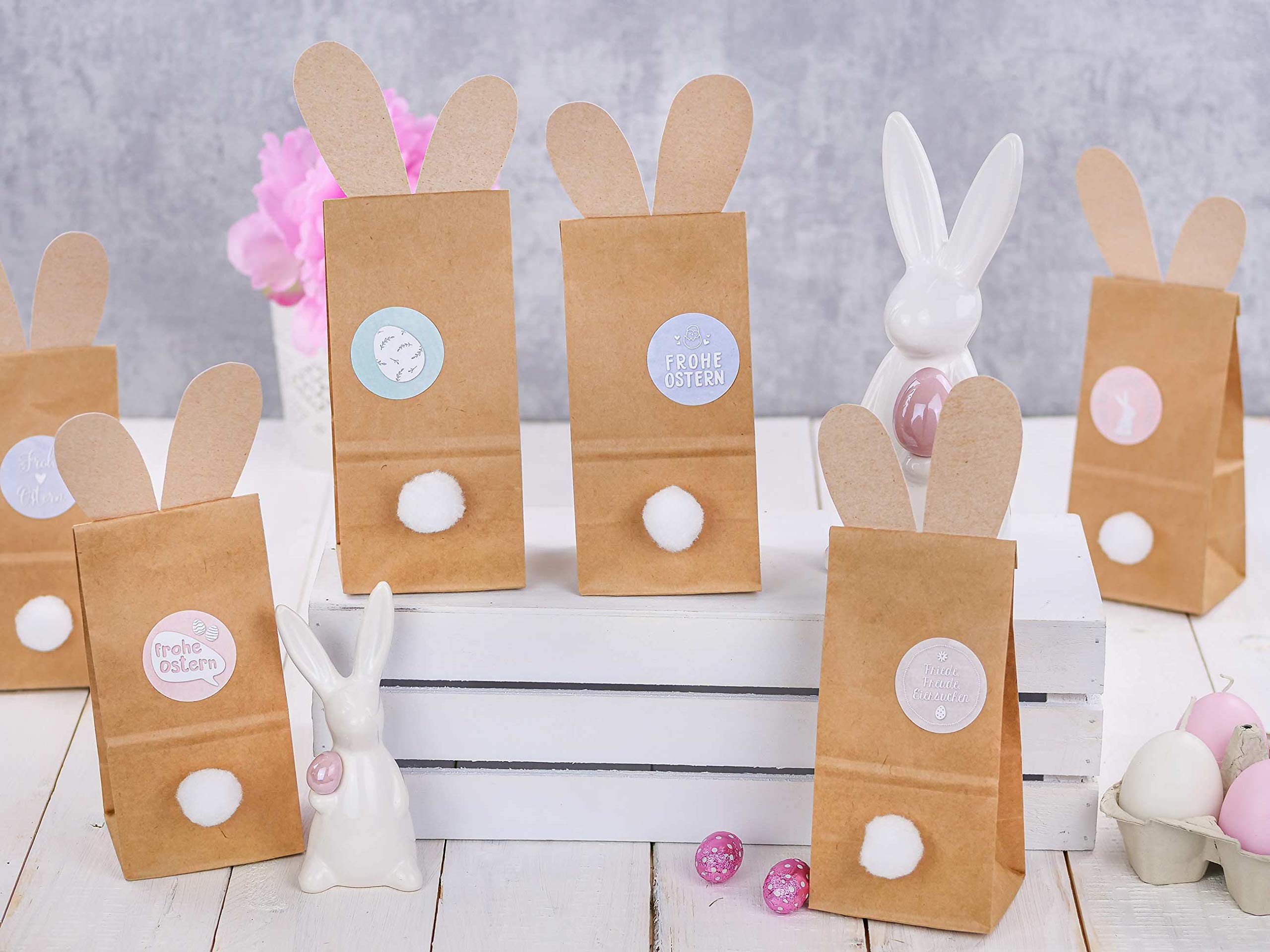 12 decorative Easter nests for filling, Kraft paper bags with rabbit ears to cut out - Image 2