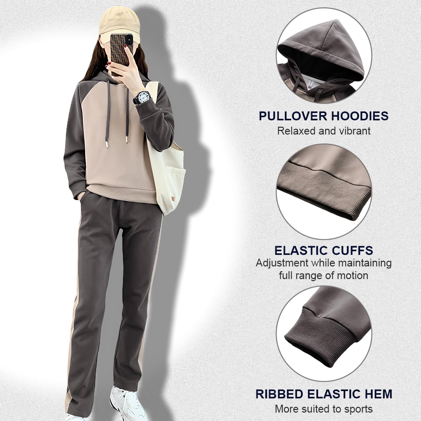 amropi Femme Survêtement Ensemble Haut Sweat à Capuche et Pantalon Jogging Tenue de Sport