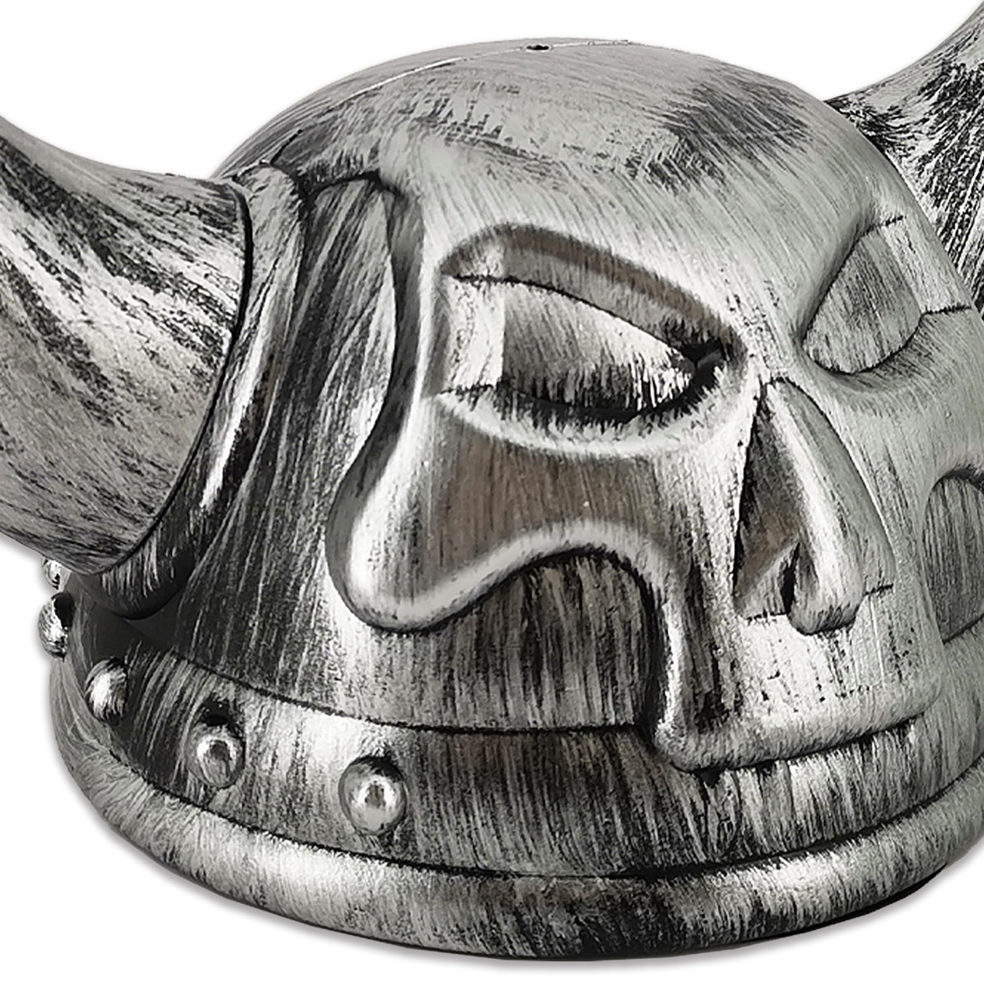 Pohotobooth Props Ltd Metallic Affect Plastic Thor God of Thunder Viking Helmet with Horns - for Costumes, Parties & Display (Silver)