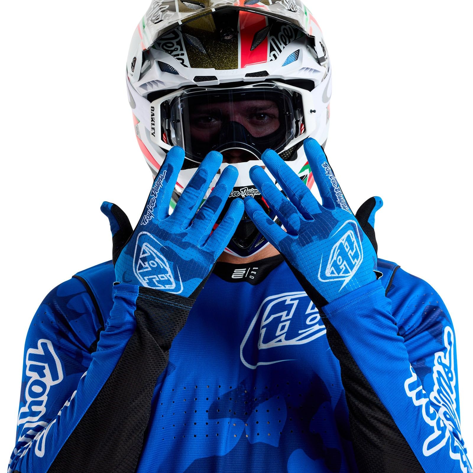 Troy Lee Designs Air Handschuh, Blotted, Bright Blue, L, 446172004 Auto & Motorrad