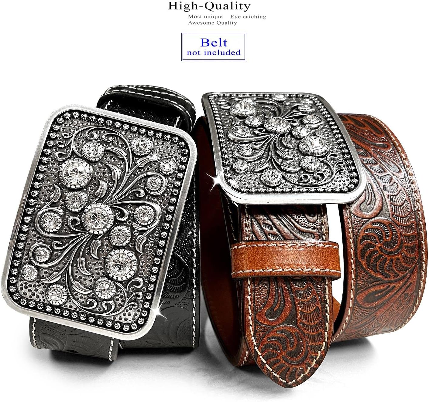 Western Antique Floral Engraved Rope Edge Design Belt Buckle Fits 1-1/2"(38mm) Wide Belt