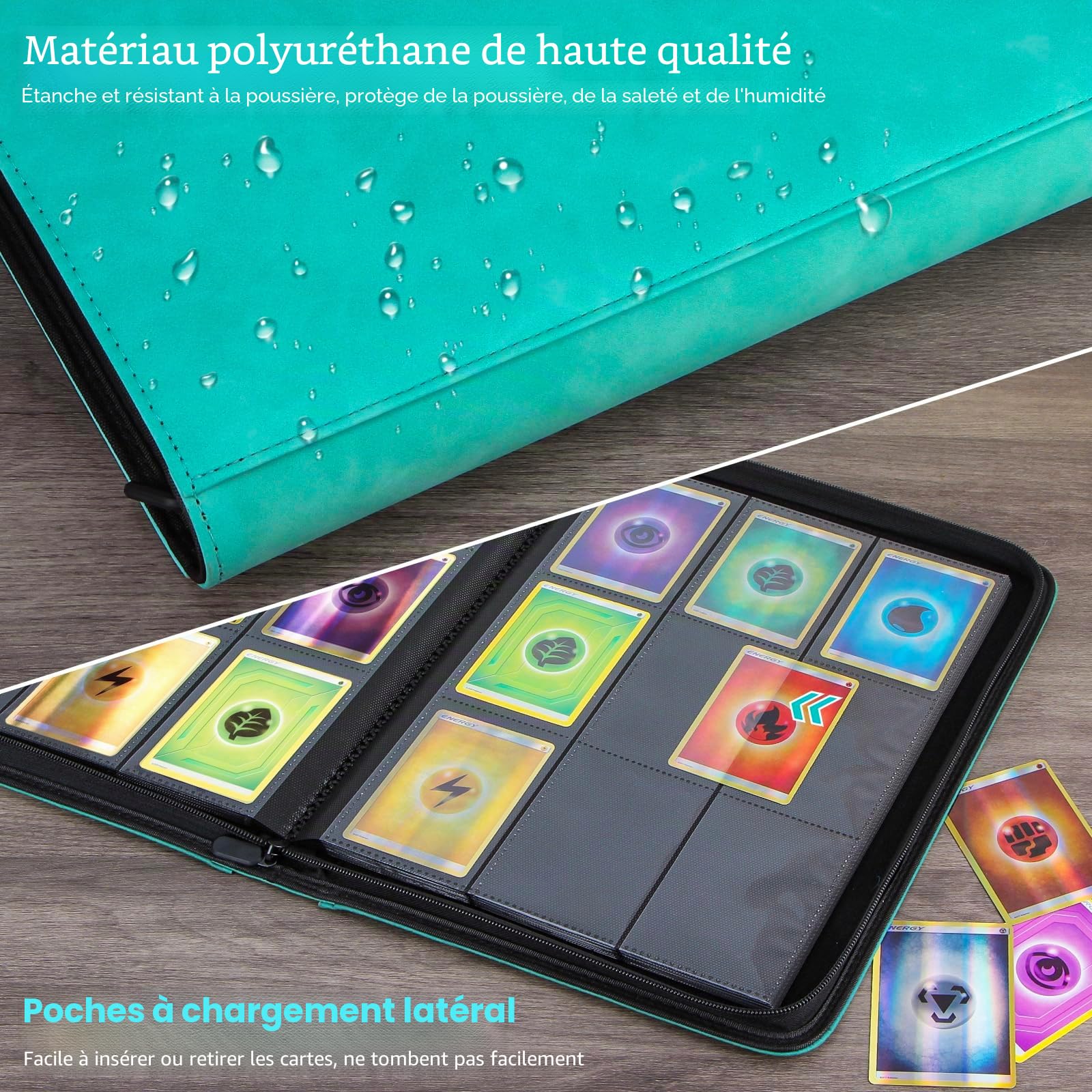 Classeur Carte, Rangement Carte de 30 pages de 540 Cartes, Album Carte avec Fermeture éclair de, Porte Cartes pour MTG, TCG, Compatible avec diverses cartes à collectionner(Bleu Tiffany)
