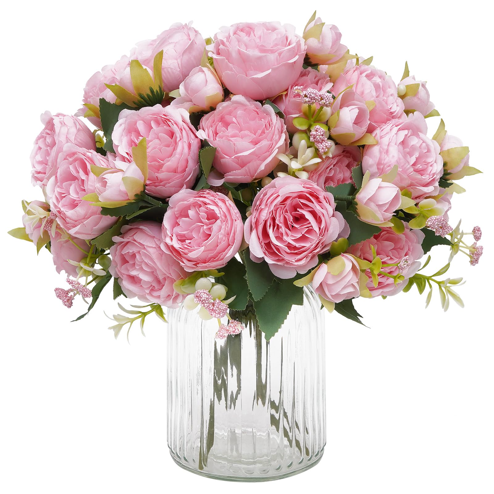 4 Packs Peonies Artificial Flowers, Light Pink Silk Artificial Peonies | Fake Peonies Artificial Peony Flower Bouquets for Centerpiece Table Wedding Party Home Decor Light Pink 4PCS
