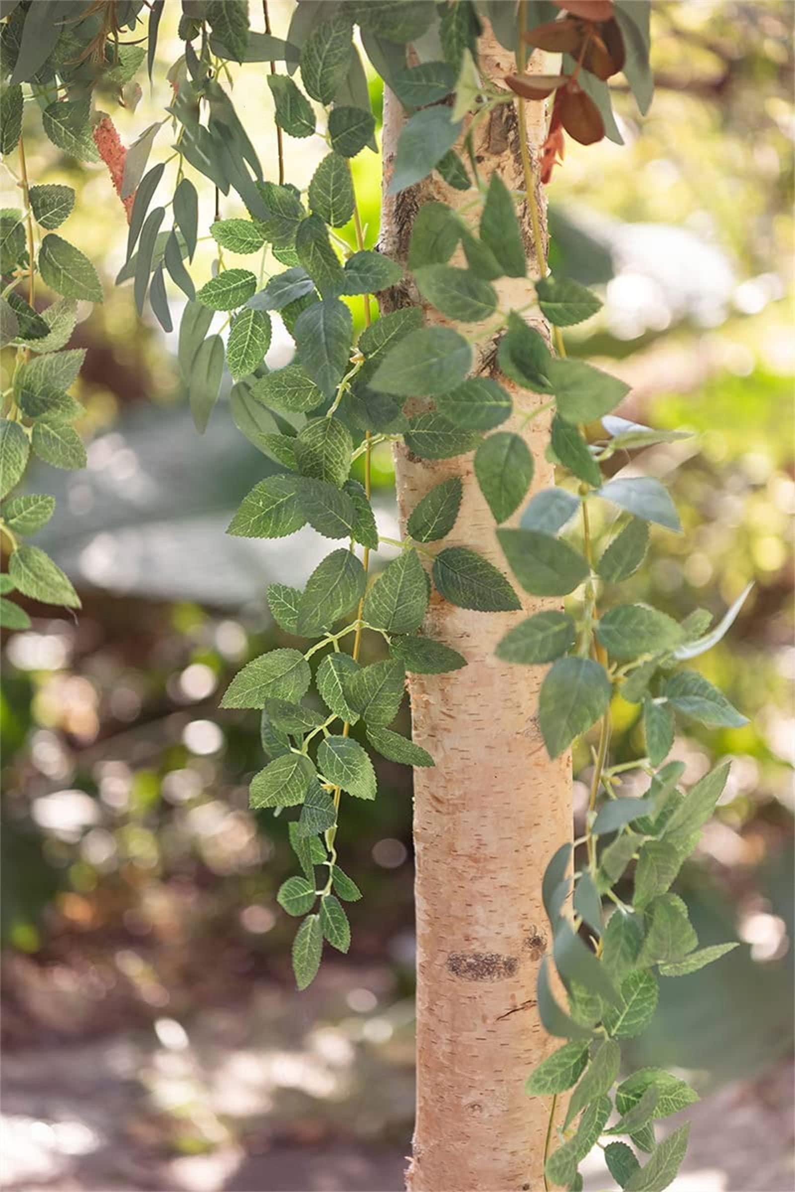 Künstliche Eukalyptus-Girlanden in Orange, romantische Hochzeitsbogen-Blumen im Boho-Stil, hängende Seidenranken-Hochzeitsgirlande mit grünen Blättern für Hochzeits-Party-Dekoration