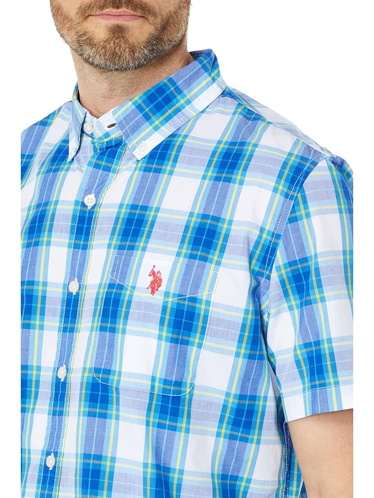 U.S. POLO ASSN. Short Sleeve Classic Fit Large Plaid Poplin Woven Shirt