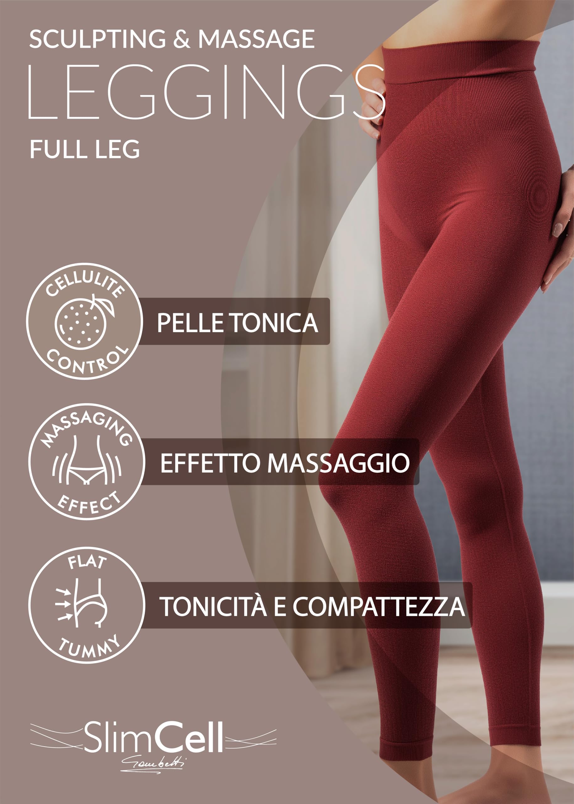 Leggins Anticellulite Donna Modellanti Vita Alta - Leggins Contenitivi Modellanti, Guaina Contenitiva Donna Pancia Piatta, Panta Slim Drenante Anticellulite - Made in Italy