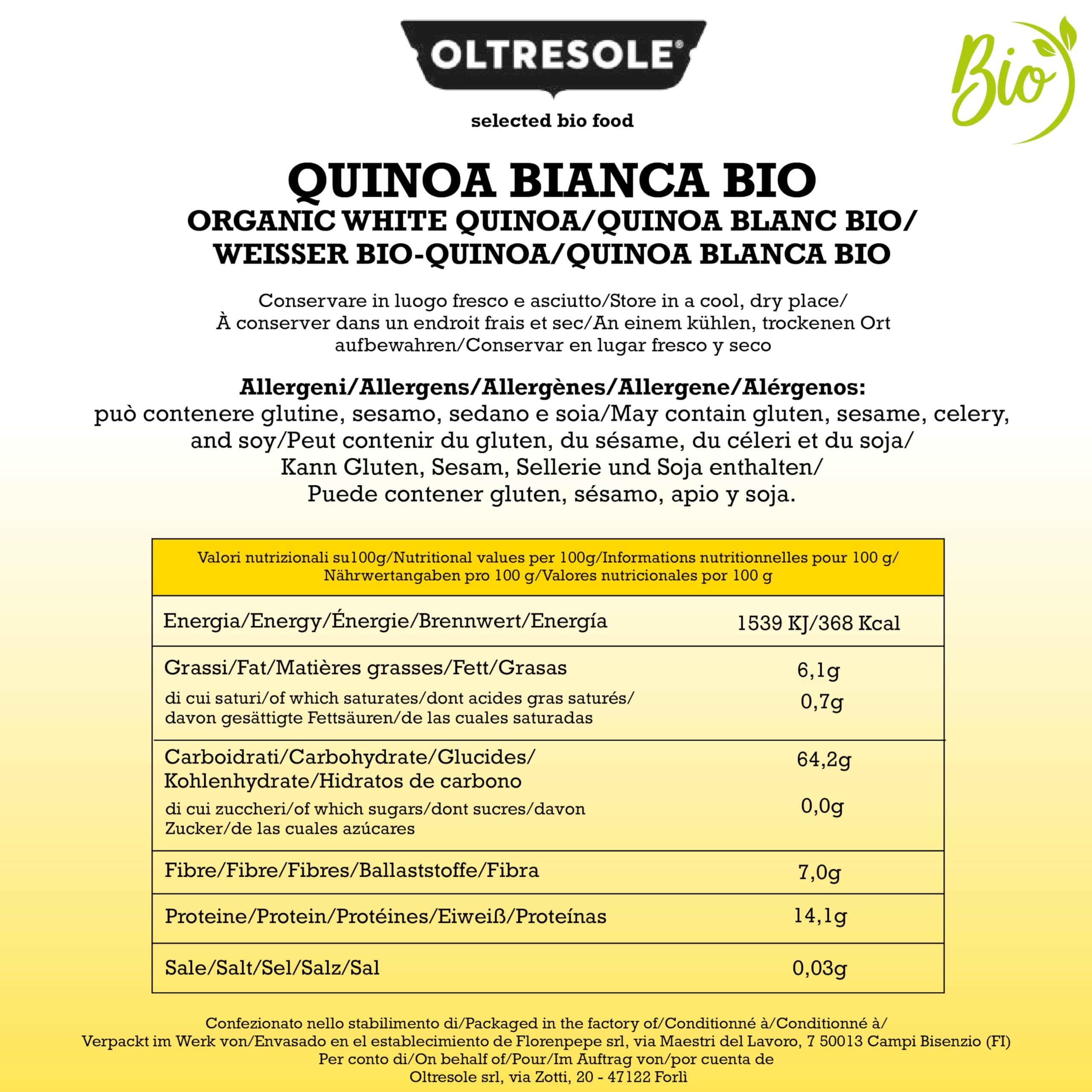 Oltresole - Quinoa Bianca Biologica 5 Kg - semi di quinoa bio, fonte di proteine ideale per piatti vegani e ricette salutari, confezione convenienza