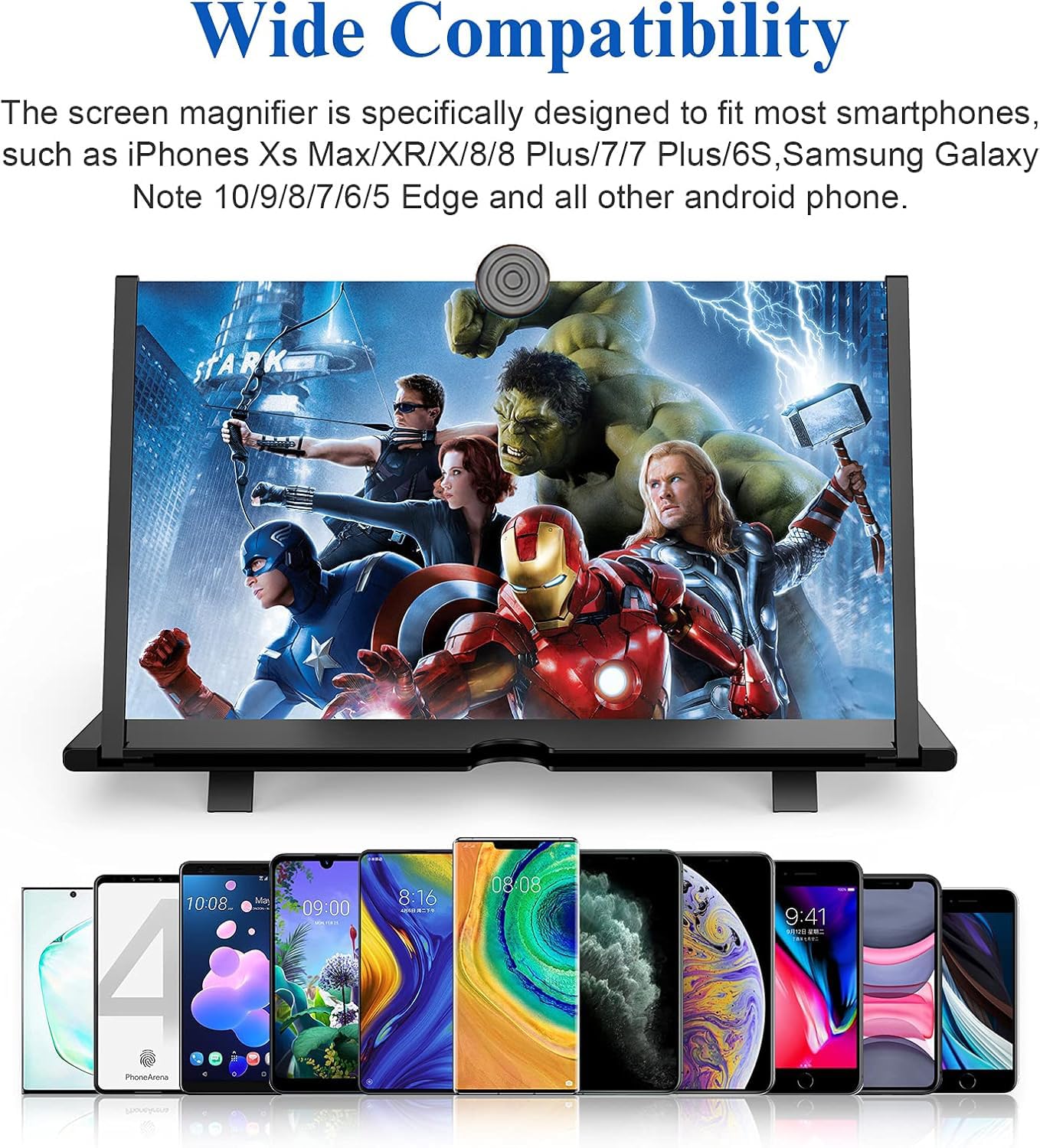 Loupe d'écran de téléphone 35,6 cm – Amplificateur d'écran HD 3D ultra transparent avec support pliable, gadgets et articles cool pour homme, compatible avec tous les smartphones (35,6 cm)