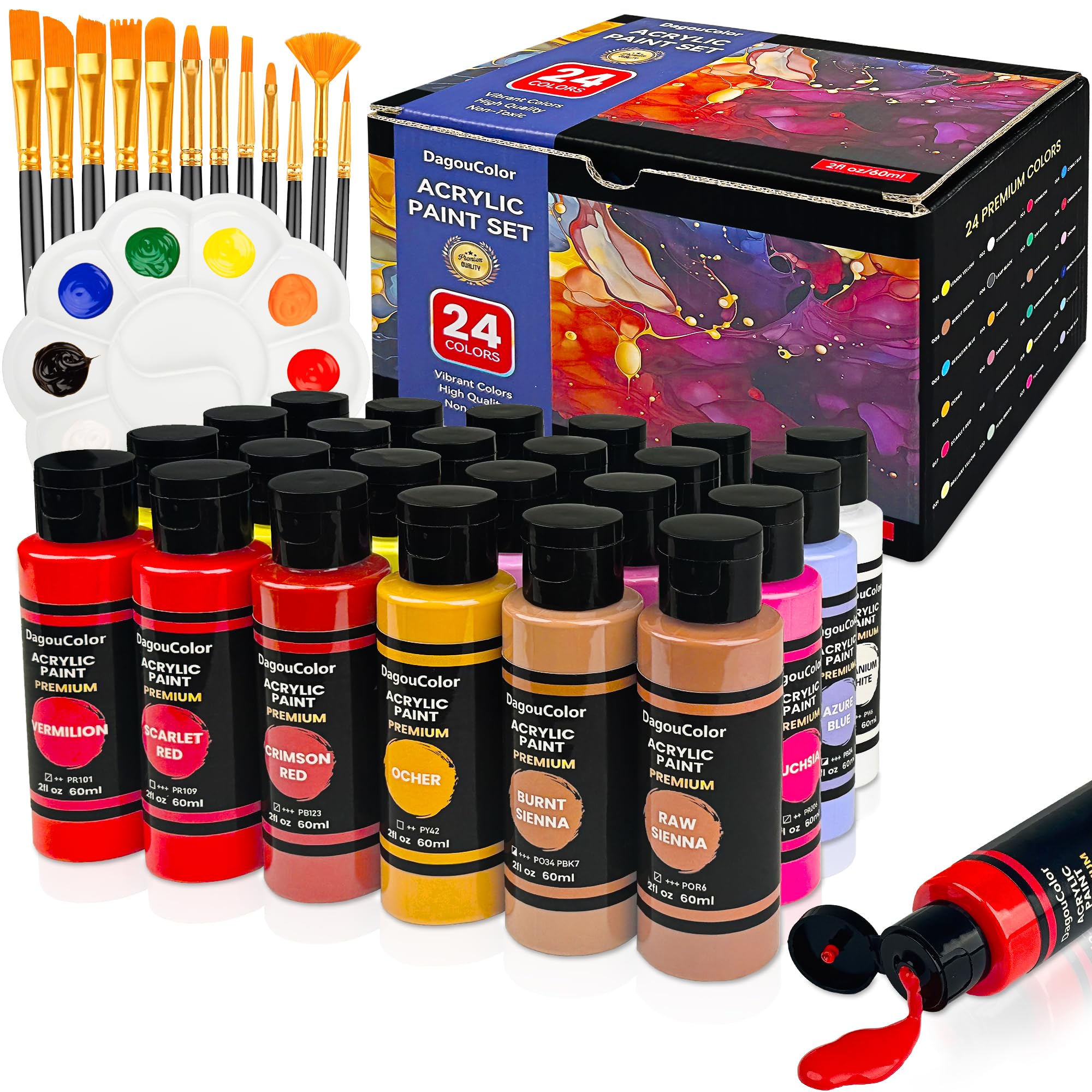 DagouColor Pintura Acrílica Set, 24 Colors Set