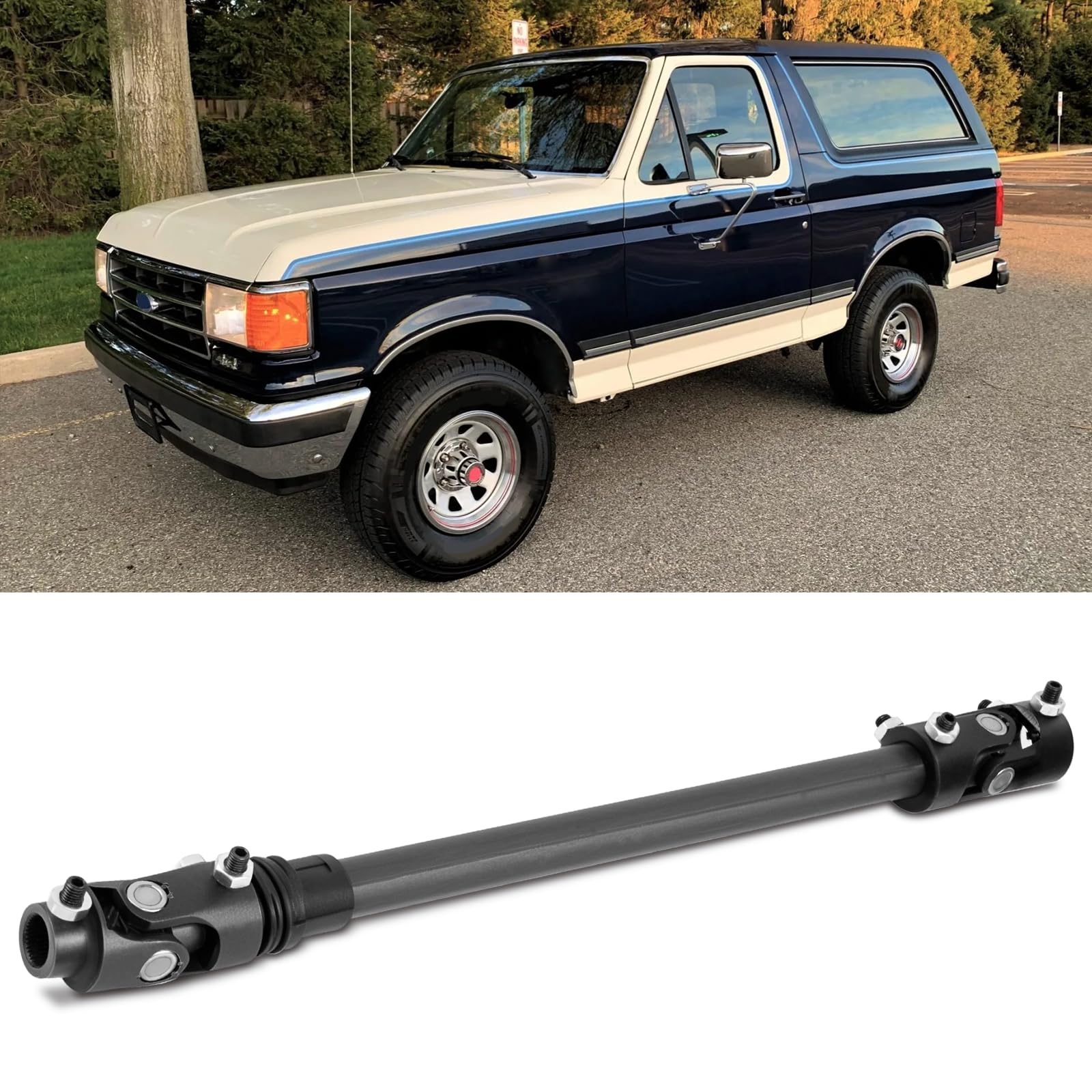 21in Steering Shaft Compatible with Ford F150/F250/F350/Bronco 1980-1991- Replace 000980| Fix Loose Steering Play &amp; Slop|Telescopic Adjustable Design with Billet Steel Universal Joints