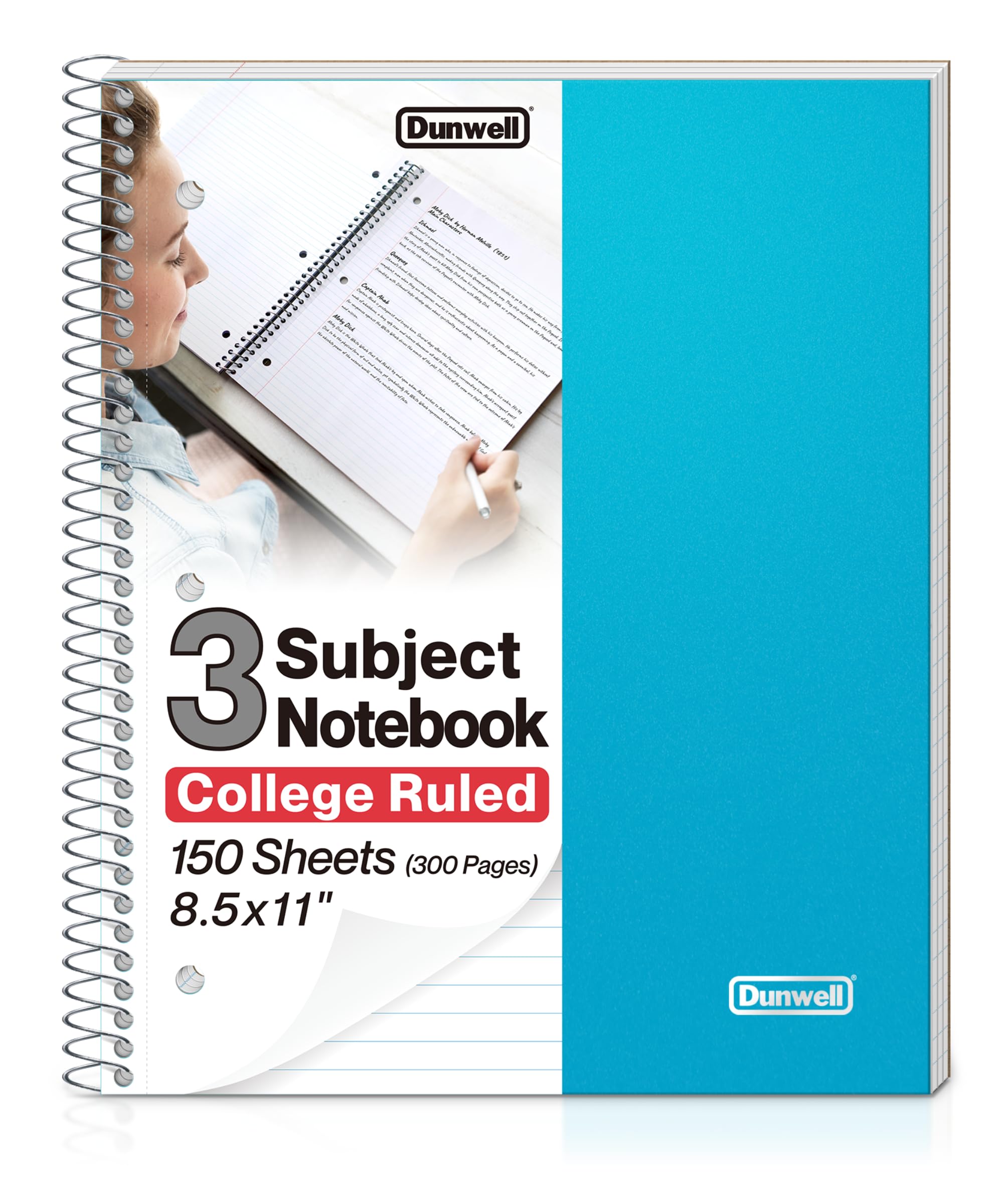 Carnet ligné multi-sujets grand format 150 feuilles papier perforé couverture bleu