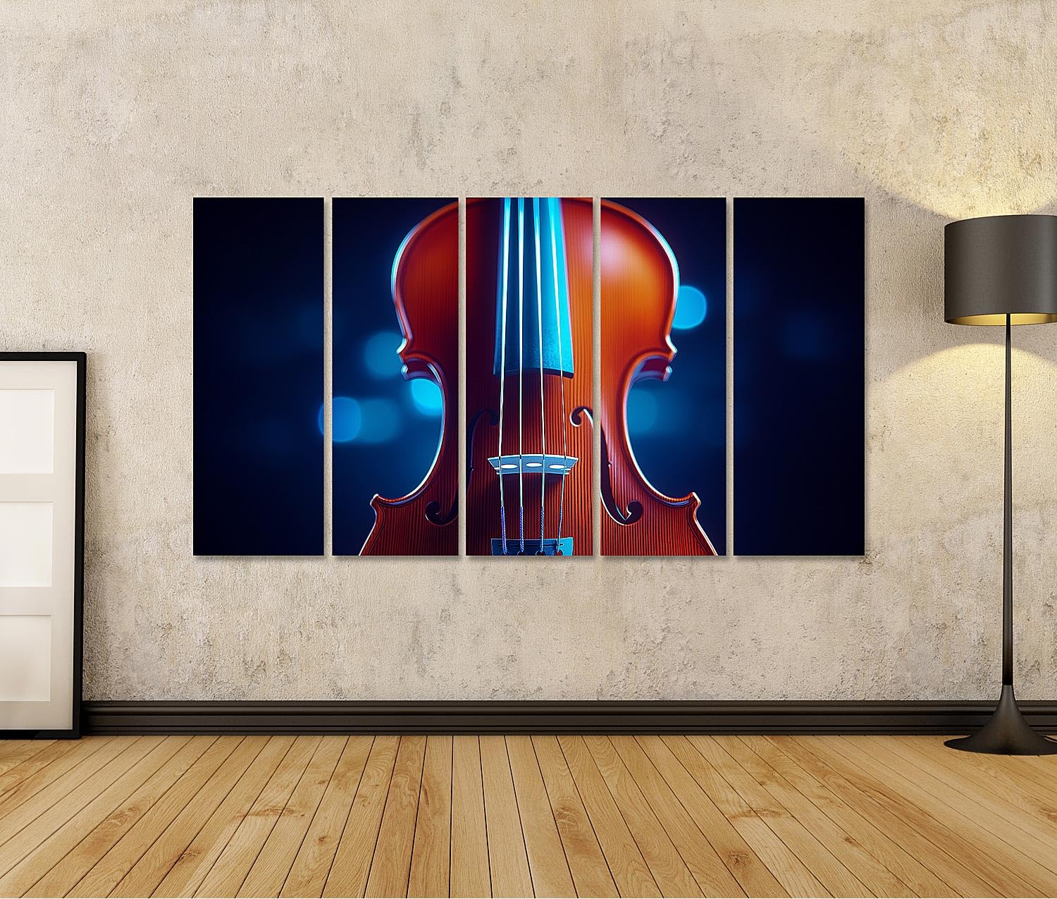 islandburner Immagine su tela violino in luce blu luccichio per soggiorno amanti della musica negozio di musica immagini murali poster