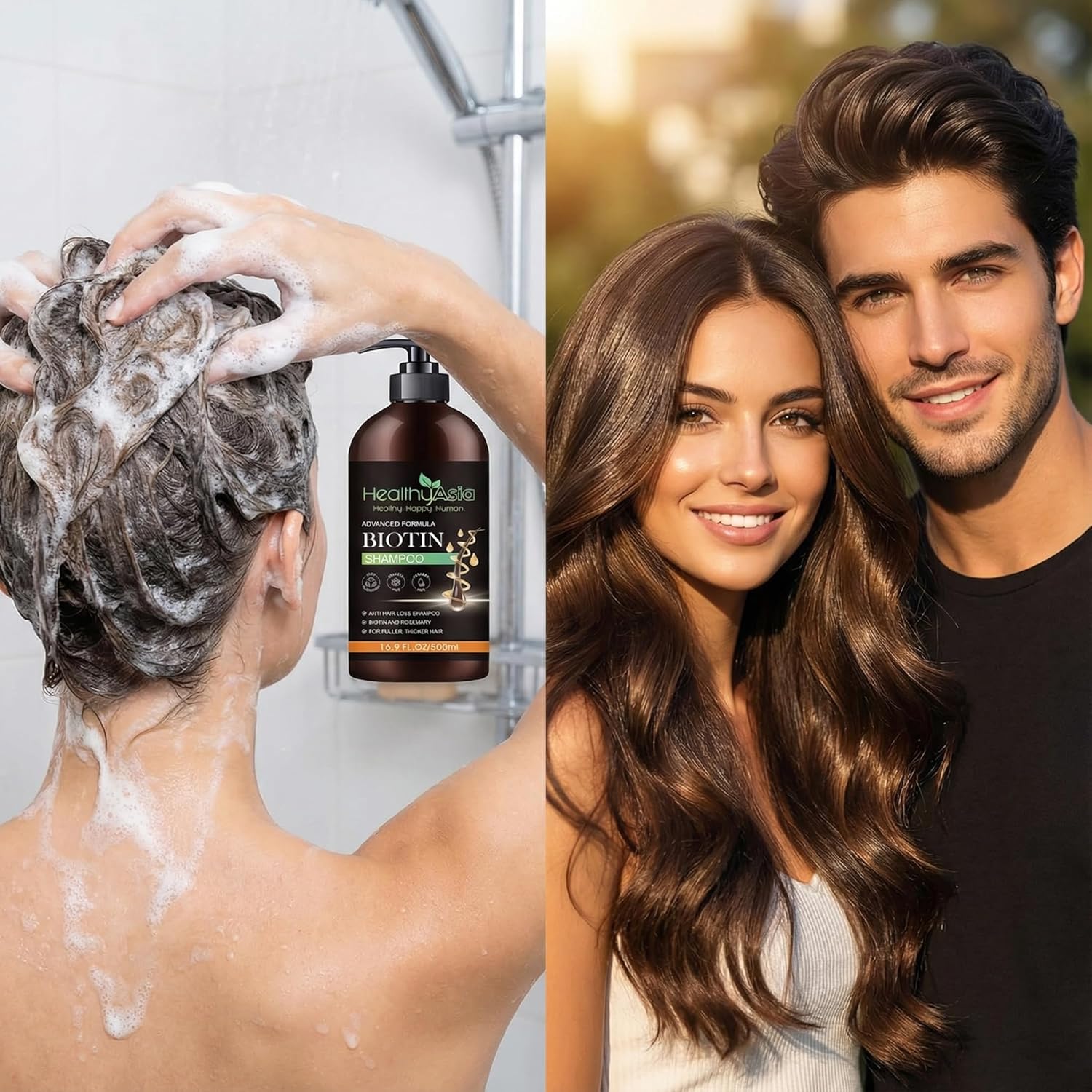 Black Label Biotin Hair Growth Shampoo for Thicker Fuller Hair, Advanced Formula with Rosemary & Argan Oil, Volumizing Cleanser for Men and Women, Color Safe, 16.9 fl oz (500ml)