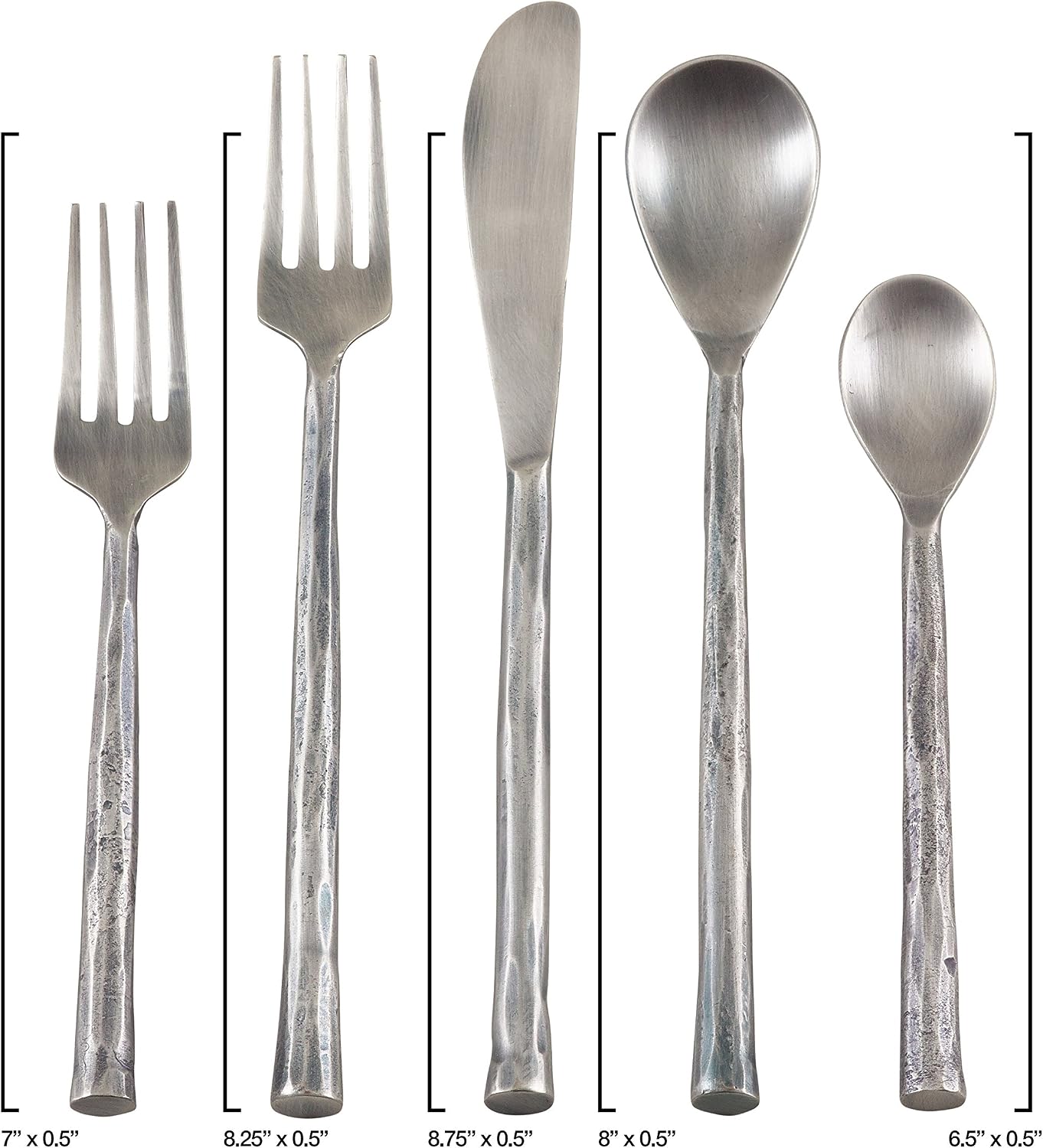 SARO LIFESTYLE SP138.S Textured Design Stainless Steel Flatware - Set of 5, Silver, 8.5" x 12"