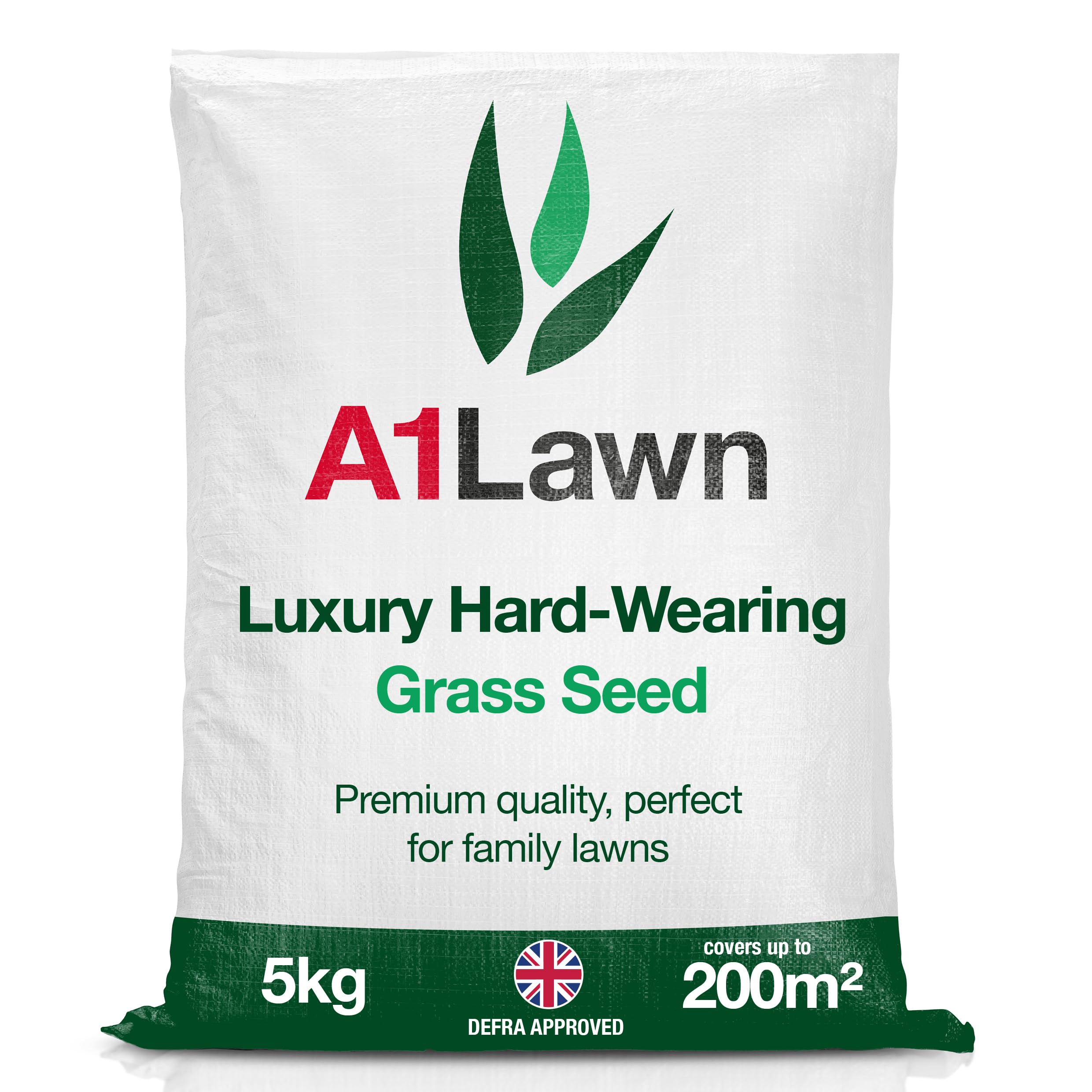 A1 Lawn, AM Pro 8 Luxury Hard Wearing Grass Seed - Fast Growing, Pet & Child Friendly, DEFRA Approved, 25kg