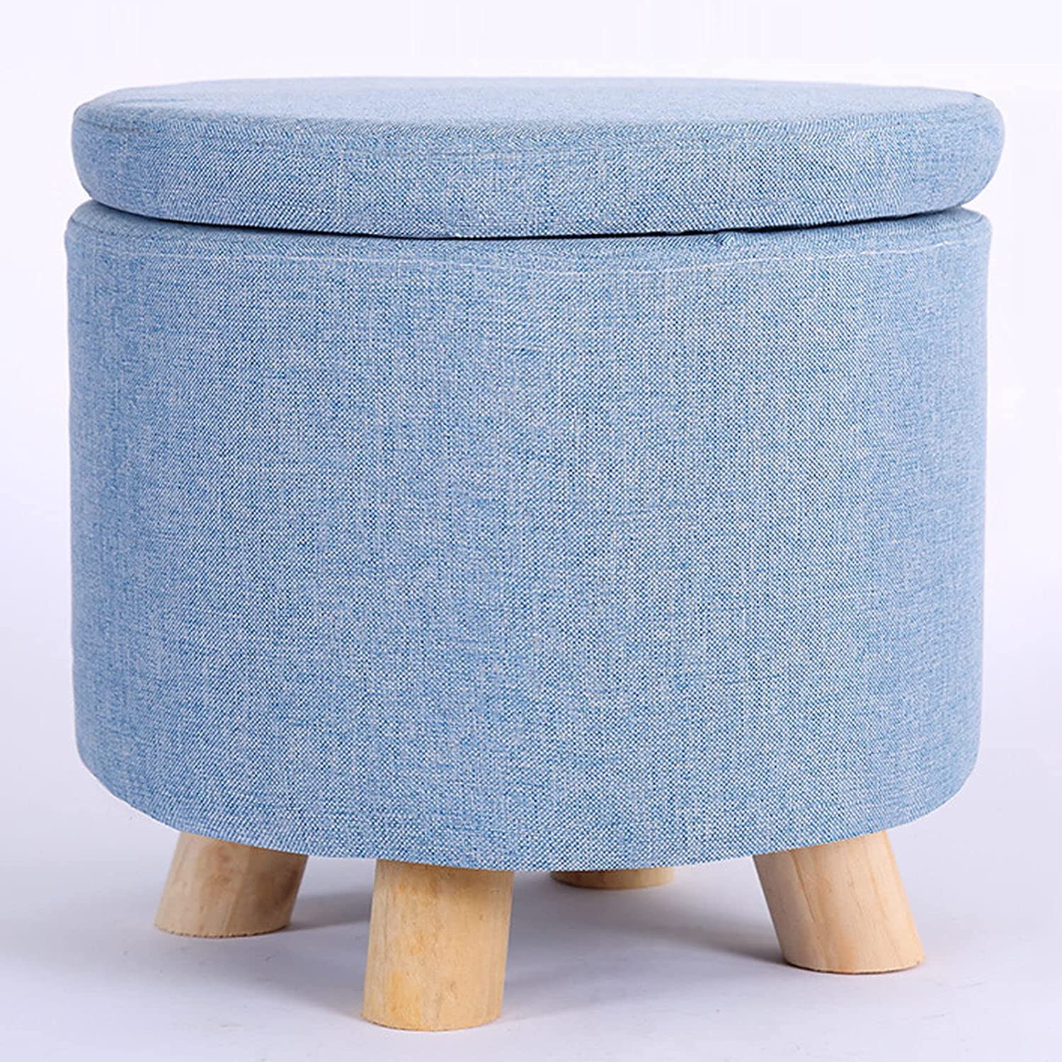 Pouf de rangement empilable en lin avec repose-pieds de canapé intégré