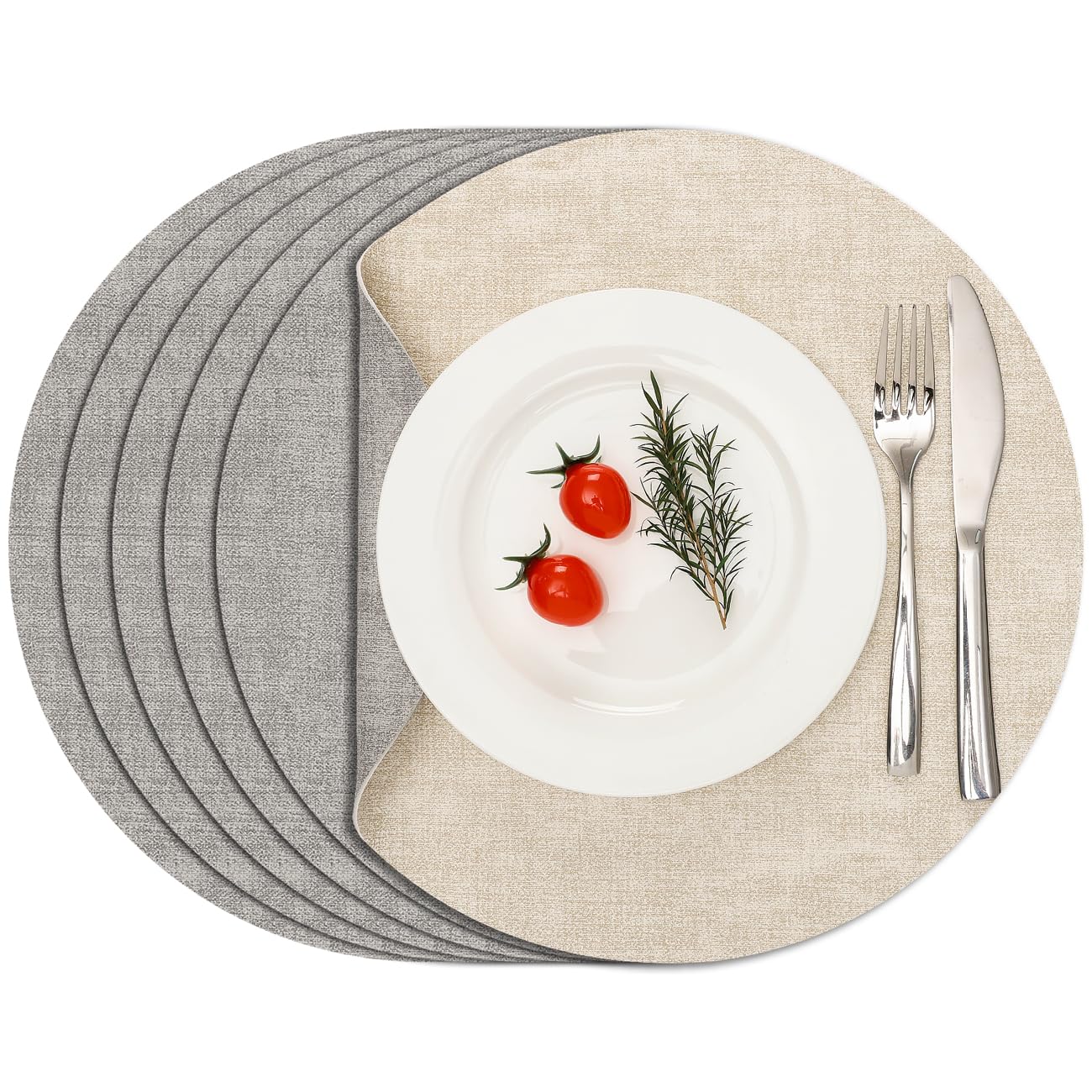 Myir JUN Round Placemats and Coasters Set of 6 Dual Sided Leather Place Mat โ image 1