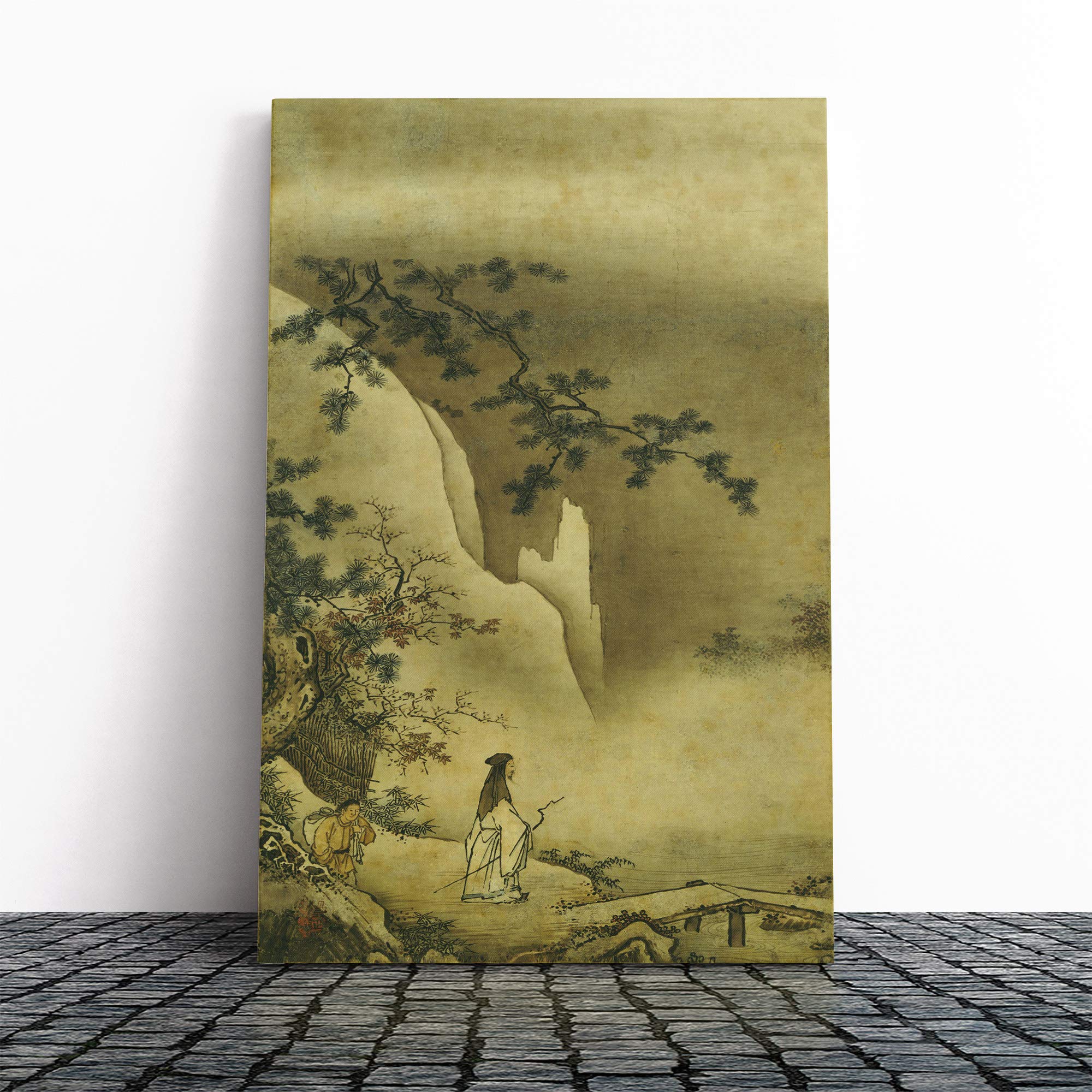 Kano Masanobu Landscape Japanese Oriental Canvas Print | Gallery Wrapped 30mm Frame Wall Art | 30x20 inches | Ready to Hang | Asian Landscape Picture | Living Room Bedroom Lounge Office