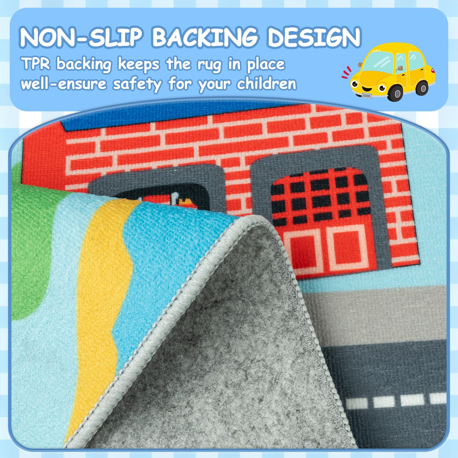Capslpad Alfombra educativa para niños, de 6.6 x 5 pies, camino de tráfico, tapete para coche, tapete grande para aprendizaje y juegos, alfombra para sala de juegos, sala de estar, guardería,