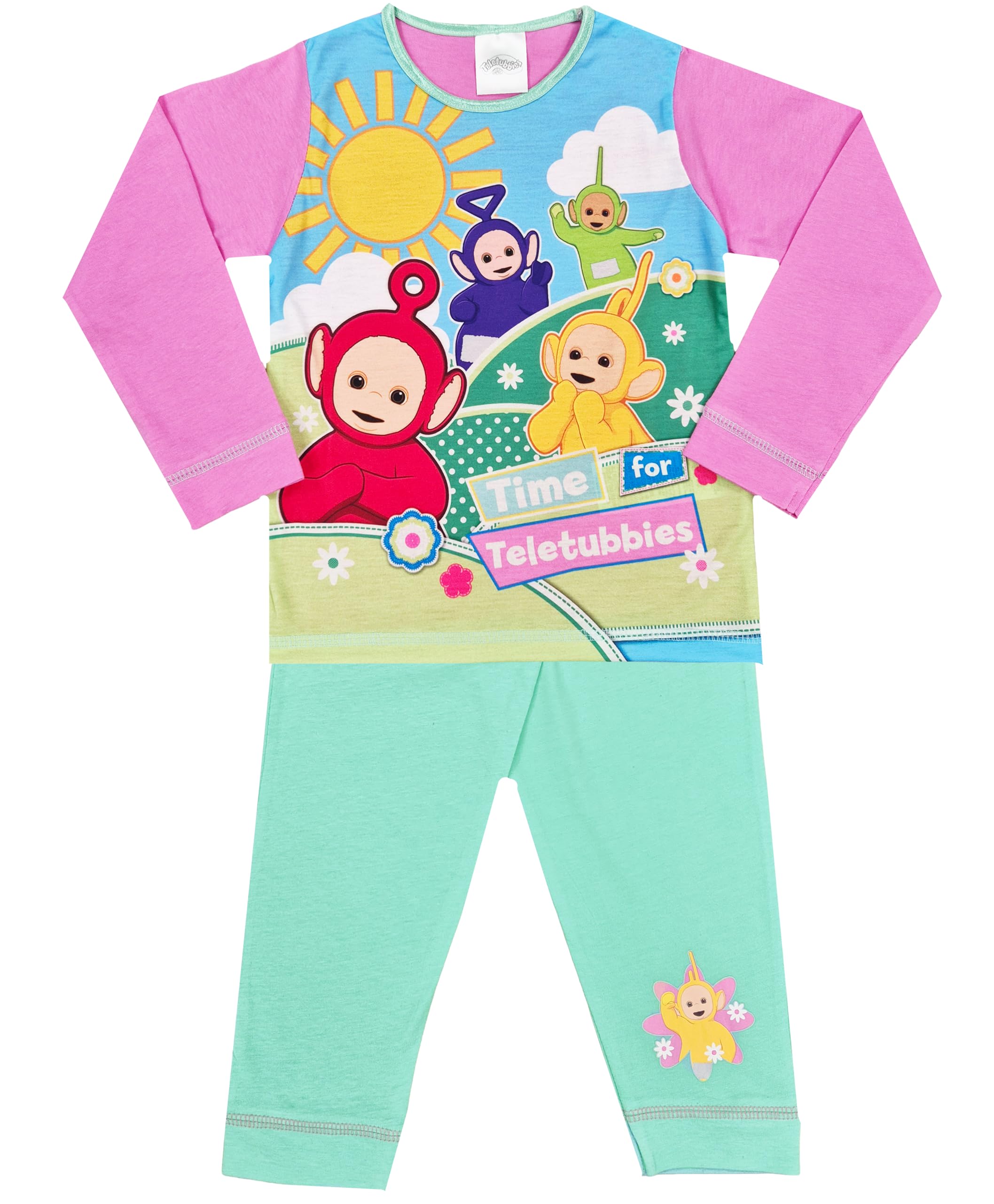 Teletubbies Girls Multicoloured Pyjamas Kids Character Pjs Nightwear Pink Green, 12-18 Months