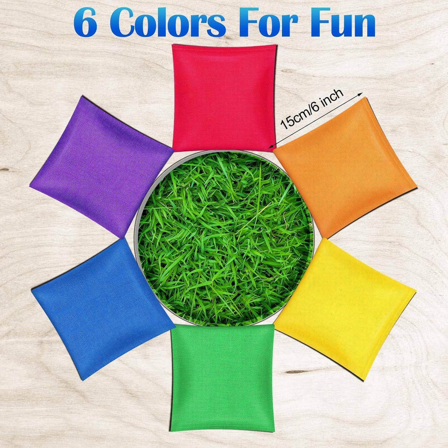 Lot de 24 poufs Cornhole à lancer - 15 x 15 cm - En nylon - Sac de rangement étanche - Avec sac de transport - Pour adultes - PE sensoriel - Jonglier - Éducation sportive
