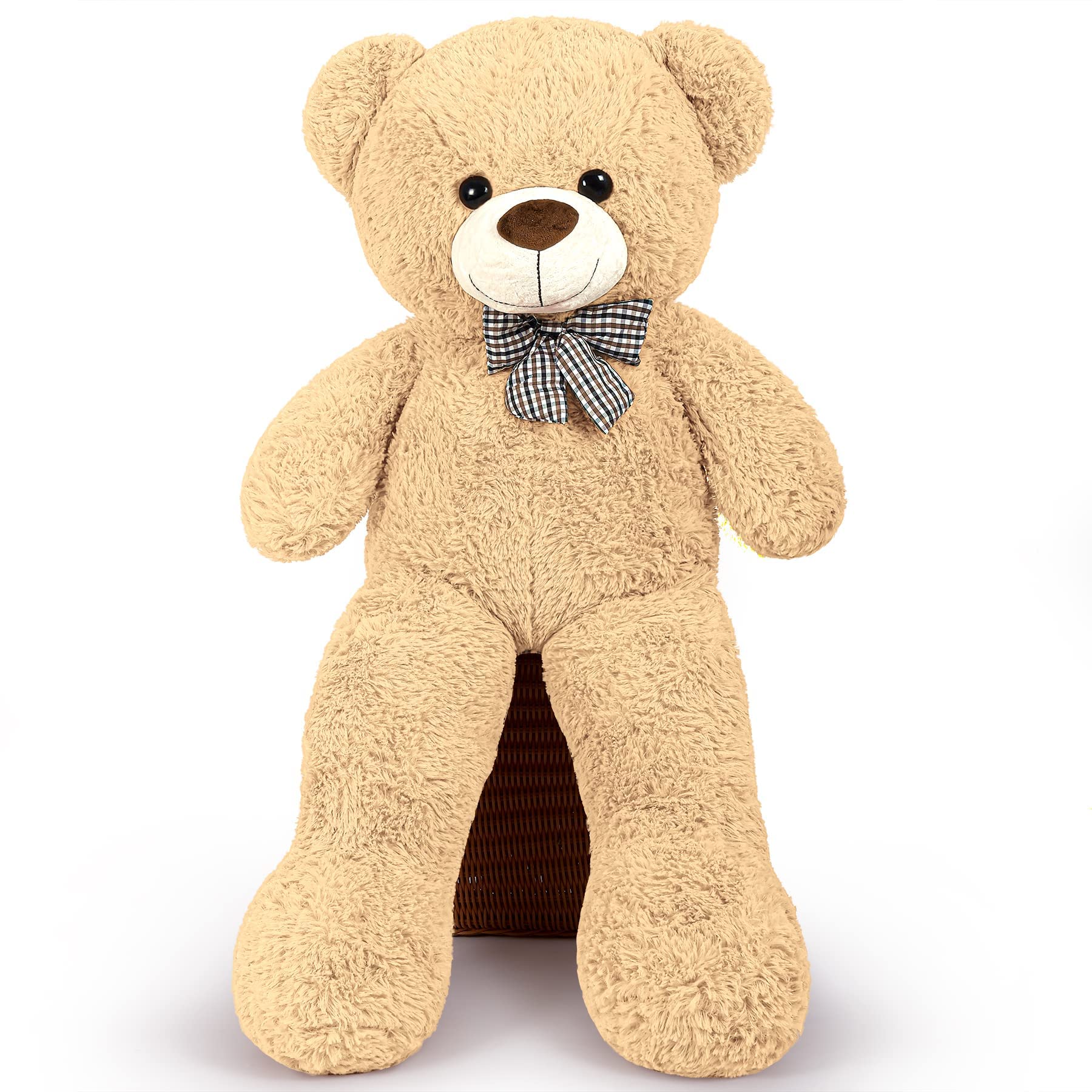 SNOWOLF Orsacchiotto gigante da 120 cm, grande orsacchiotto di peluche peluche peluche giocattolo orsacchiotto bambola per bambini ragazza (marrone chiaro)