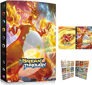 Fichário de cartões, suporte de cartão compatível com cartões Pokémon, porta-cartão, álbum de pasta de cartão, livro de melhor proteção, cartões colecionáveis de até 432 cartões – W07-12