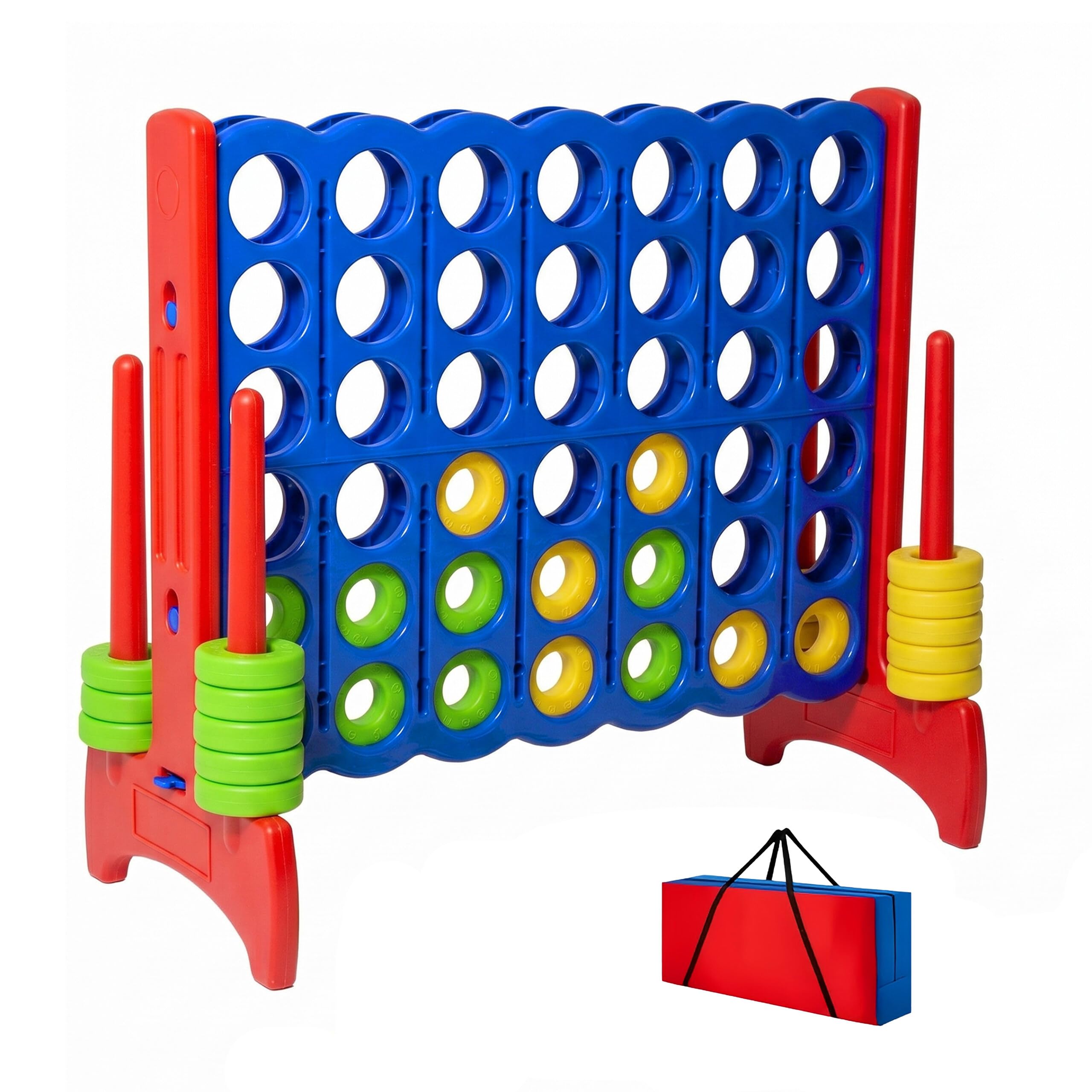 Relaxdays Cuatro en Raya XXL, Exterior, niños y Adultos, Azul/Rojo